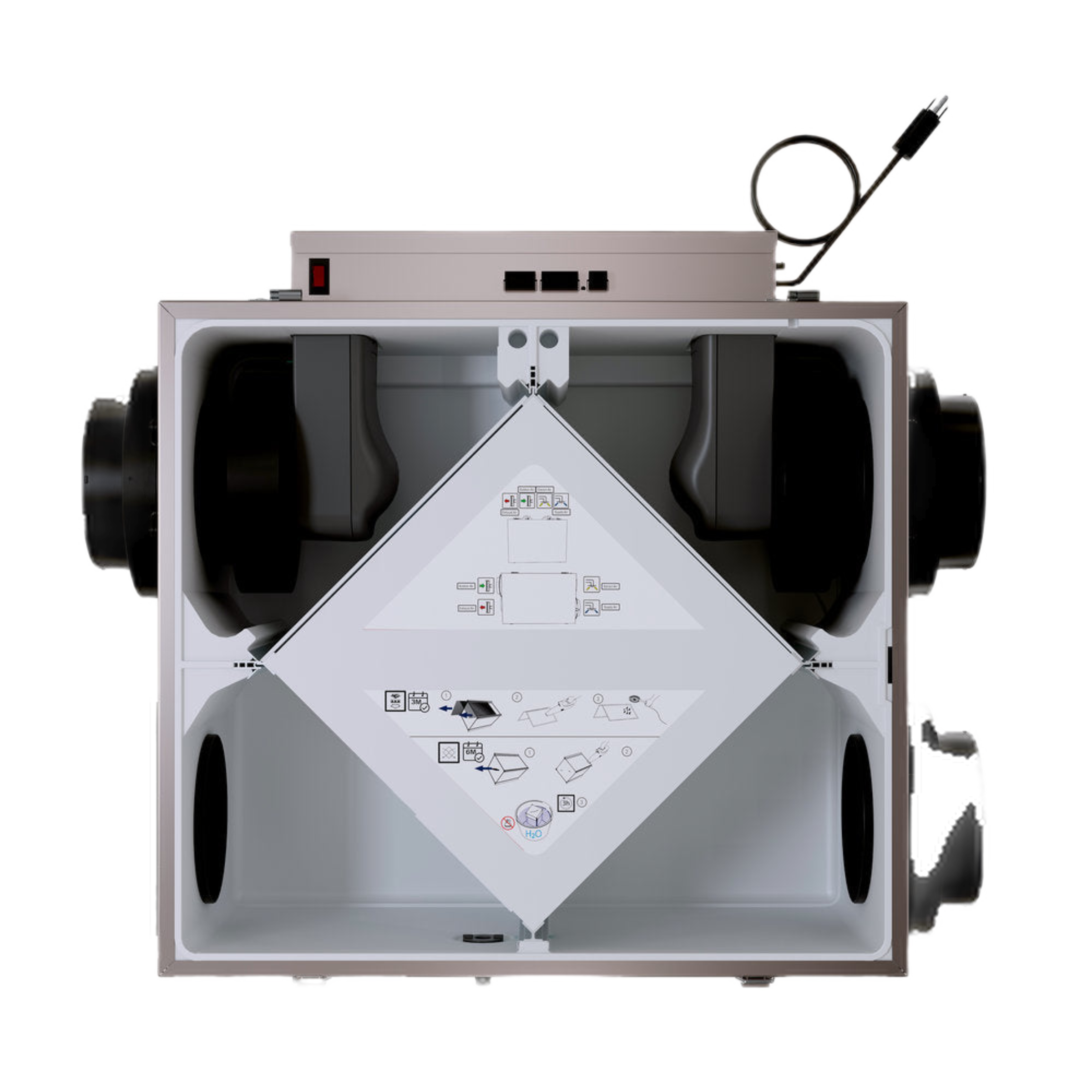 ATMO 150H Fantech Residential Heat Recovery Ventilator (HRV) 162 CFM, 120 V, Side Duct Connection 6"