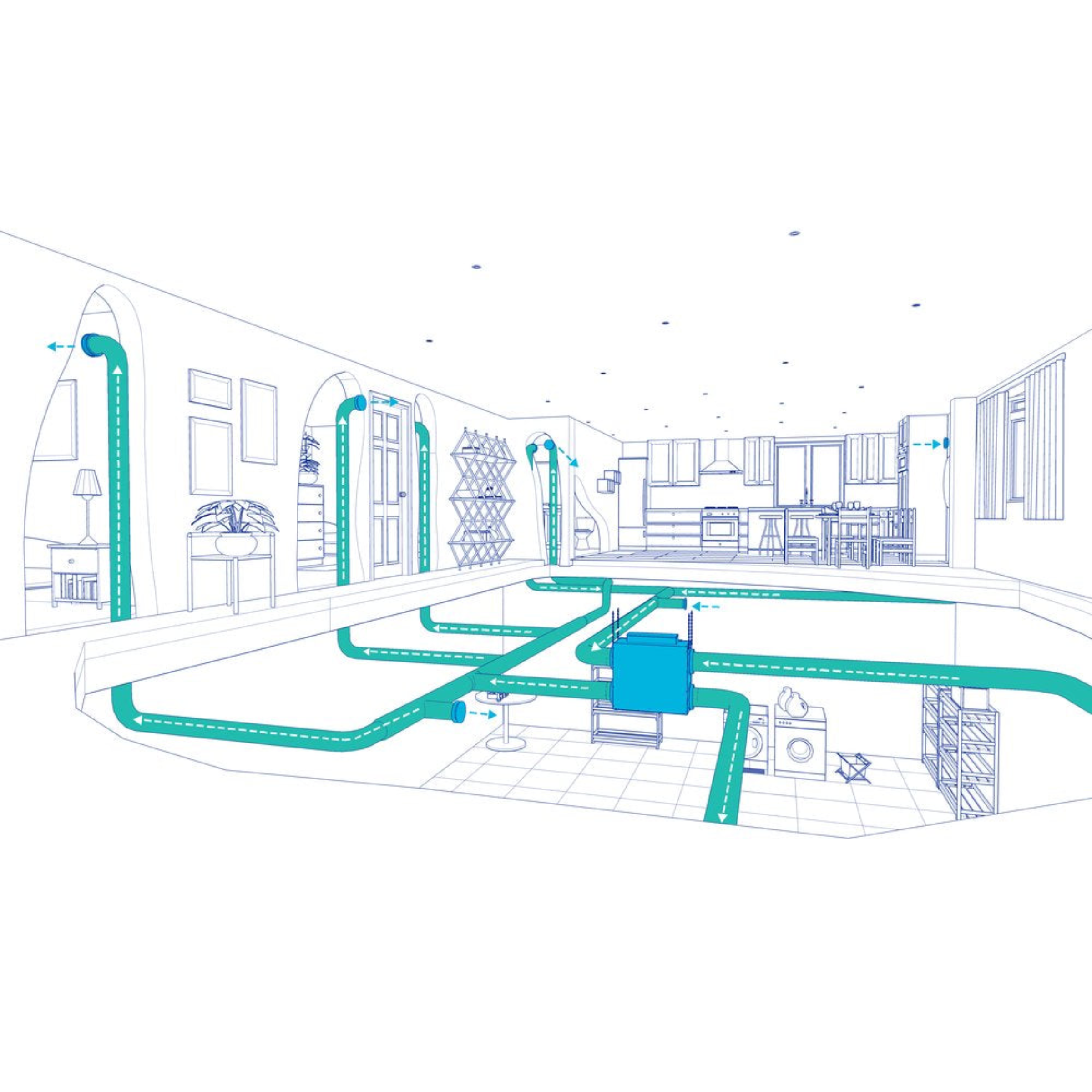 ATMO 150H Fantech Residential Heat Recovery Ventilator (HRV) 162 CFM, 120 V, Side Duct Connection 6"