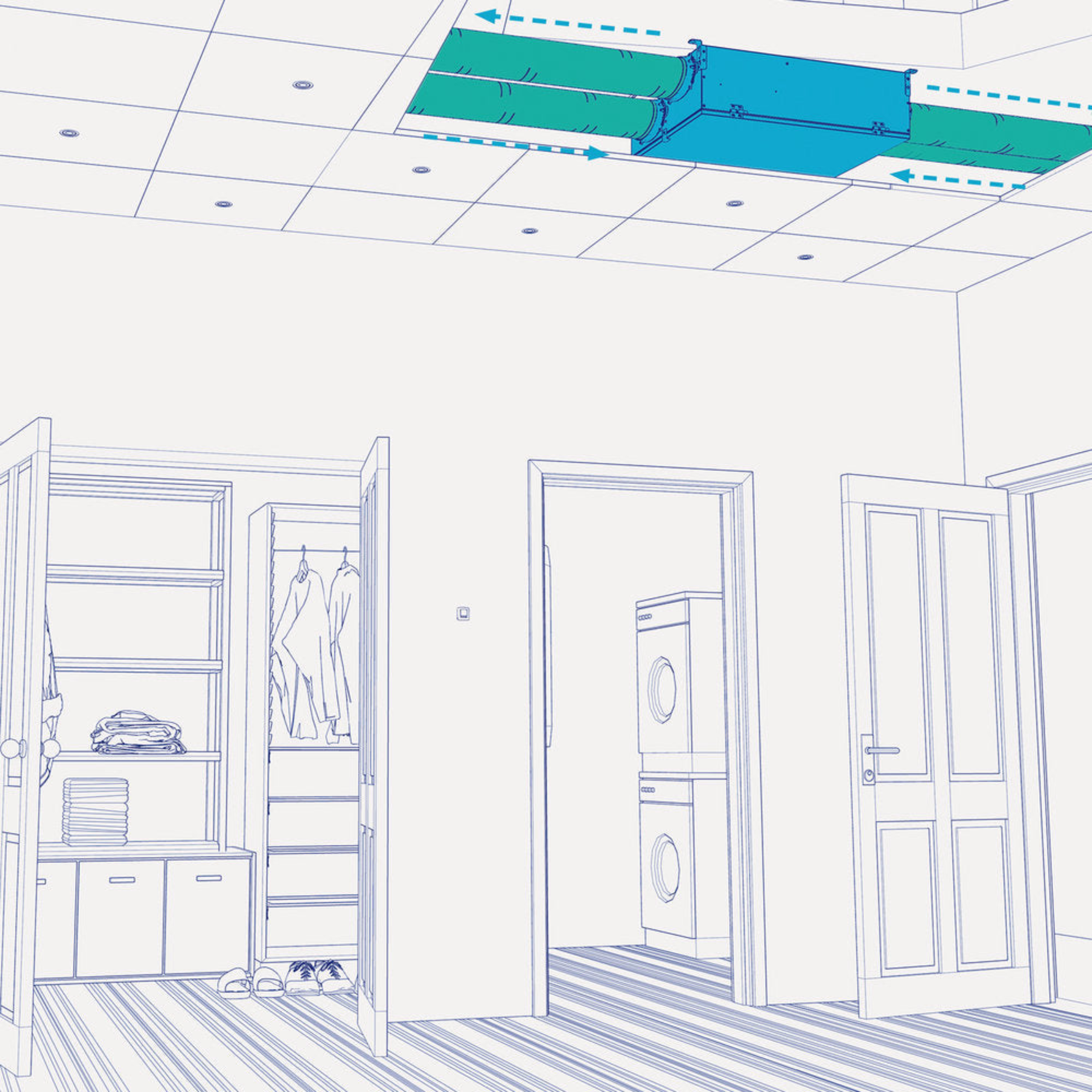 FIT120E Fantech Residential Heat Recovery Ventilator (HRV) Low Profile 106 CFM, 120V, 60 Hz, Duct Connection 5"