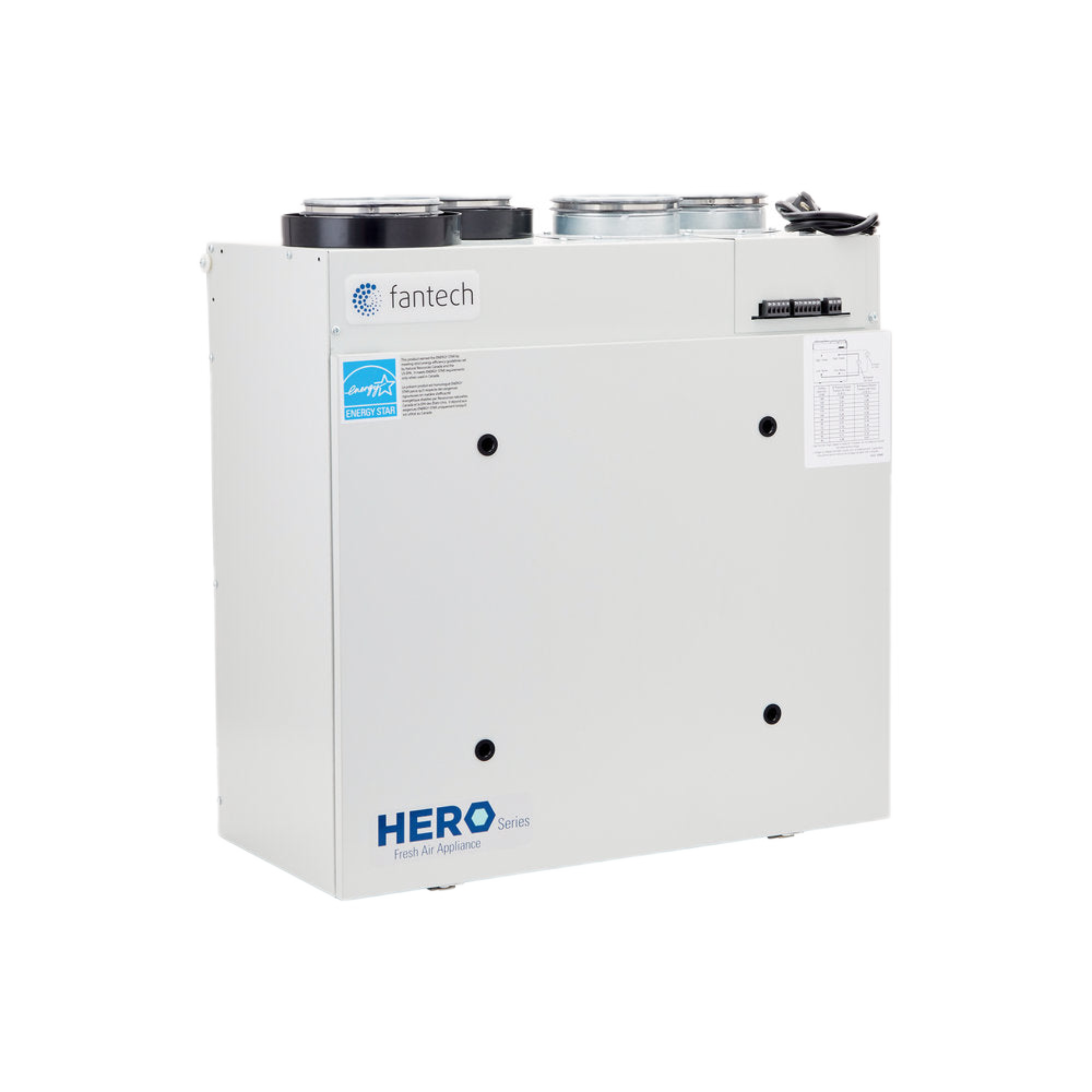 HERO 120H Fantech Residential Heat Recovery Ventilator (HRV) 120 CFM, 5" Top Duct Connection, 120 V