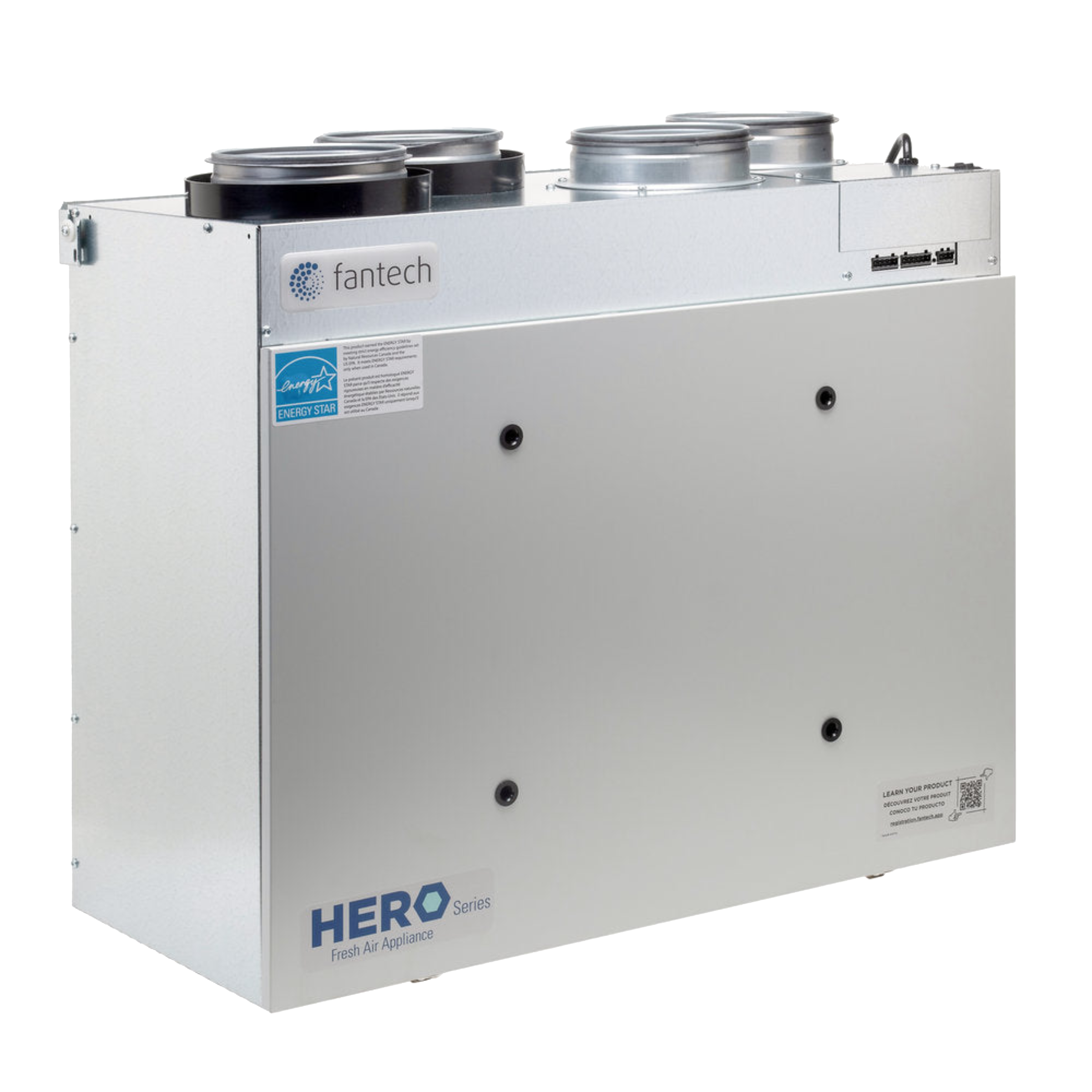 HERO 150H Fantech Residential Heat Recovery Ventilator (HRV) 161 CFM, 6" Top Duct Connection- Energy Star Qualified, 120 V