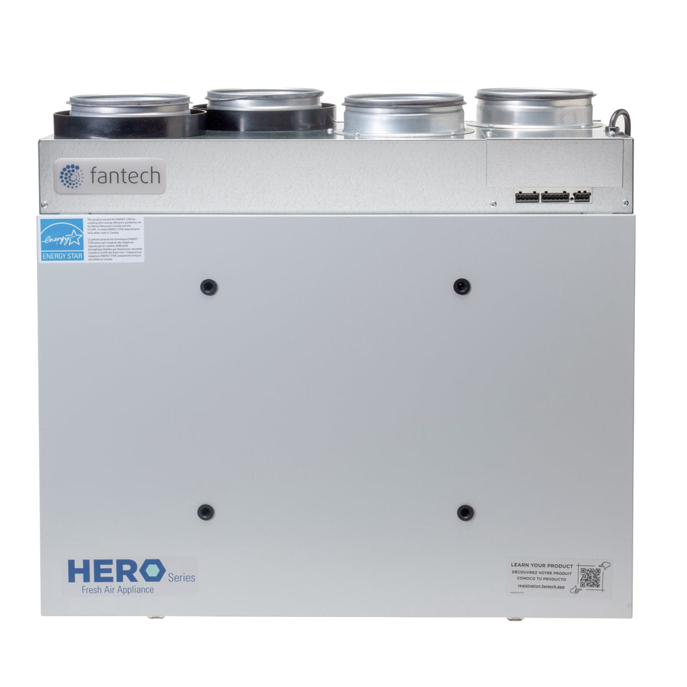 HERO 150H Fantech Residential Heat Recovery Ventilator (HRV) 161 CFM, 6" Top Duct Connection- Energy Star Qualified, 120 V