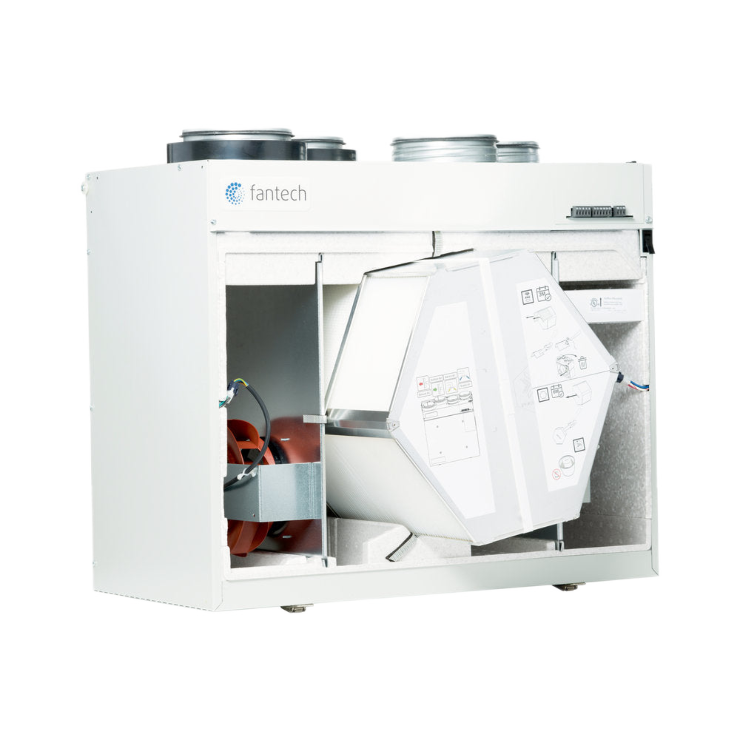 HERO 250H-EC Fantech Residential Heat Recovery Ventilator (HRV) for Fresh Air 263 CFM, 6" Top Duct Connection, Energy Star Qualified, 120V, EC Motors