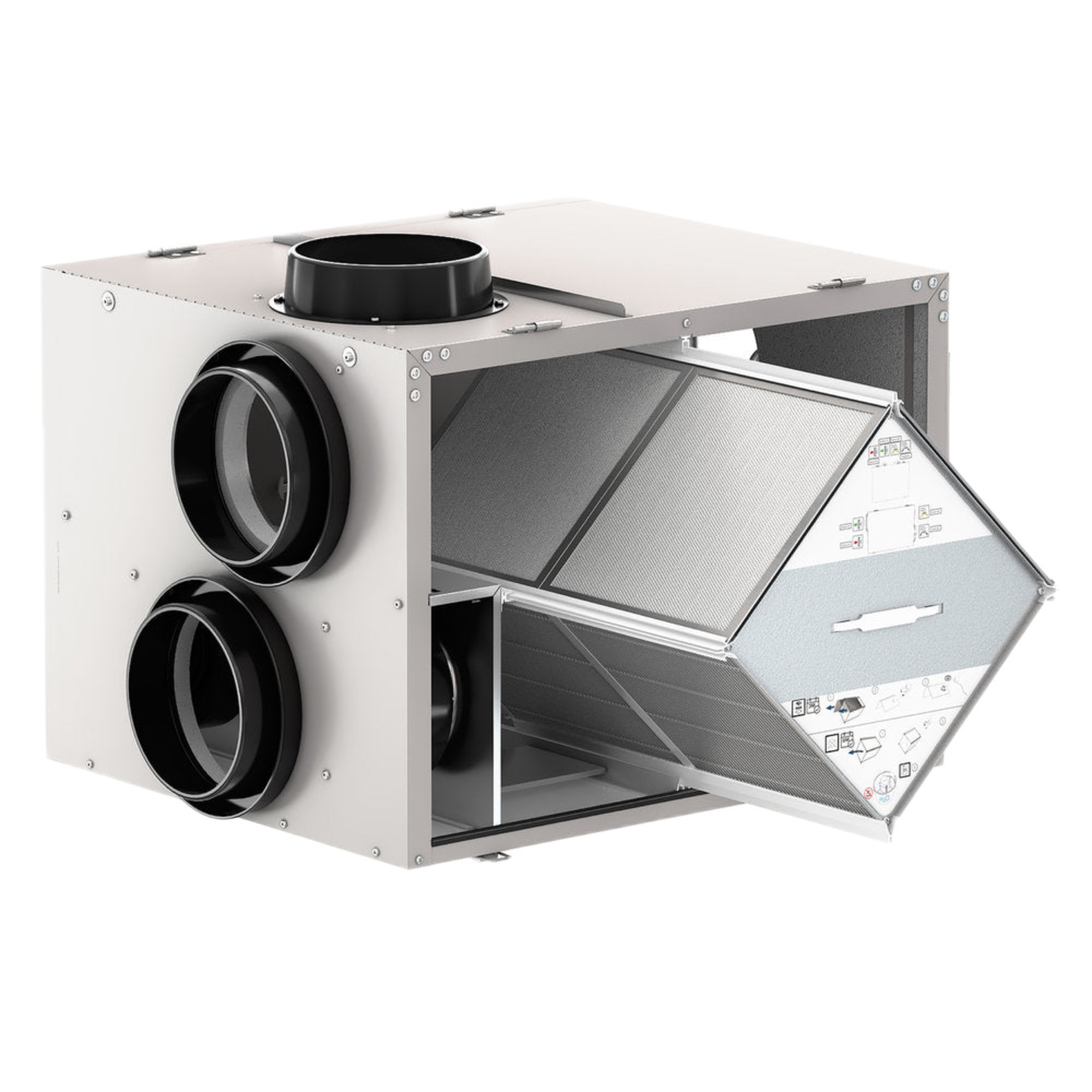 SHR 260RD Fantech Residential Heat Recovery Ventilator (HRV) 267 CFM, 8" Side Duct Connection, Recirculation Defrost , 120 V