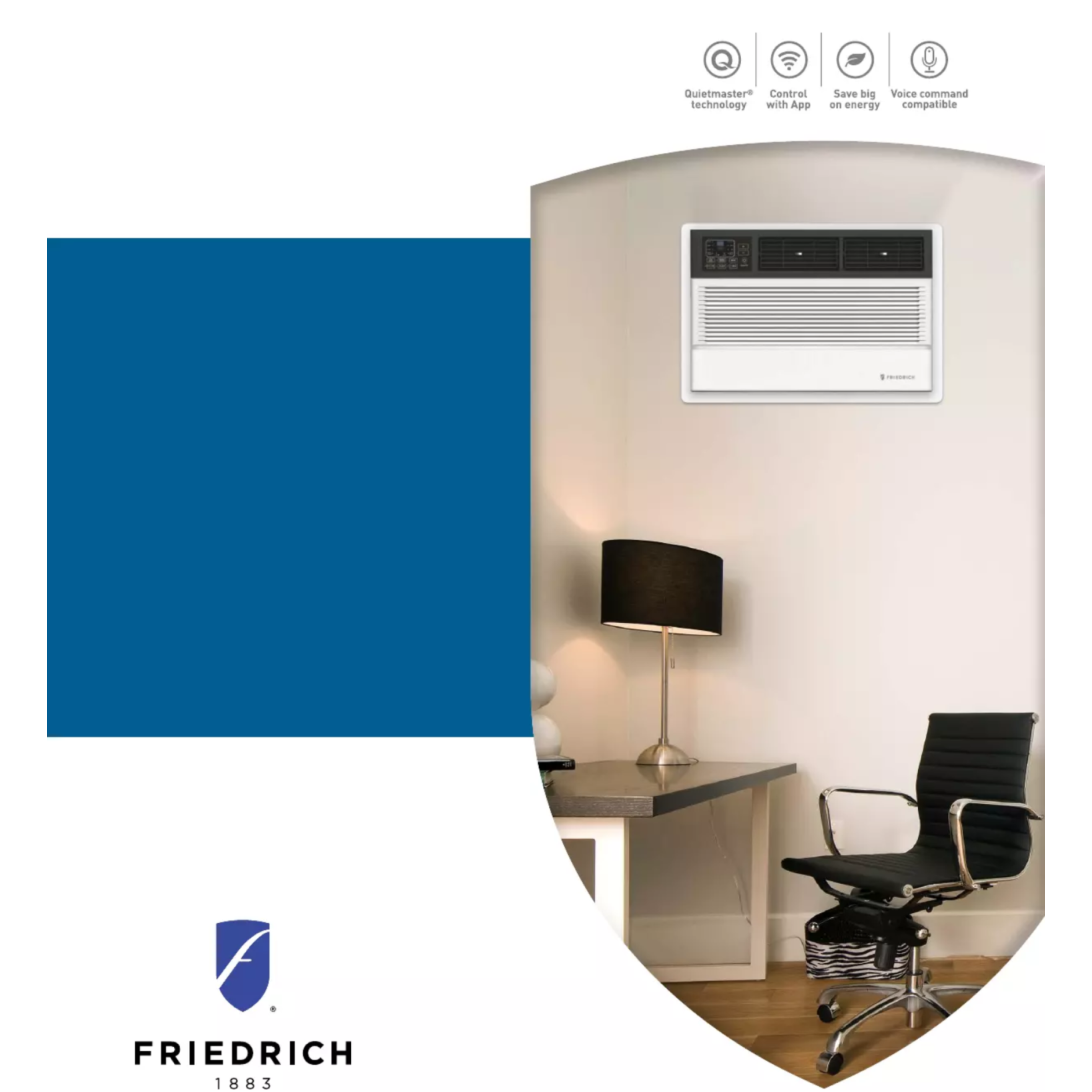 Friedrich Uni-Fit Series UET Model Smart Thru-The-Wall Cooling with Electric Heat Air Conditioner with  Capacity between 10000 to 14000 BTU, 10  EER, 410A Refrigerant, 230V, Smart Effortless Control, Quietmaster® Technology, Universal Fit, Wi-Fi