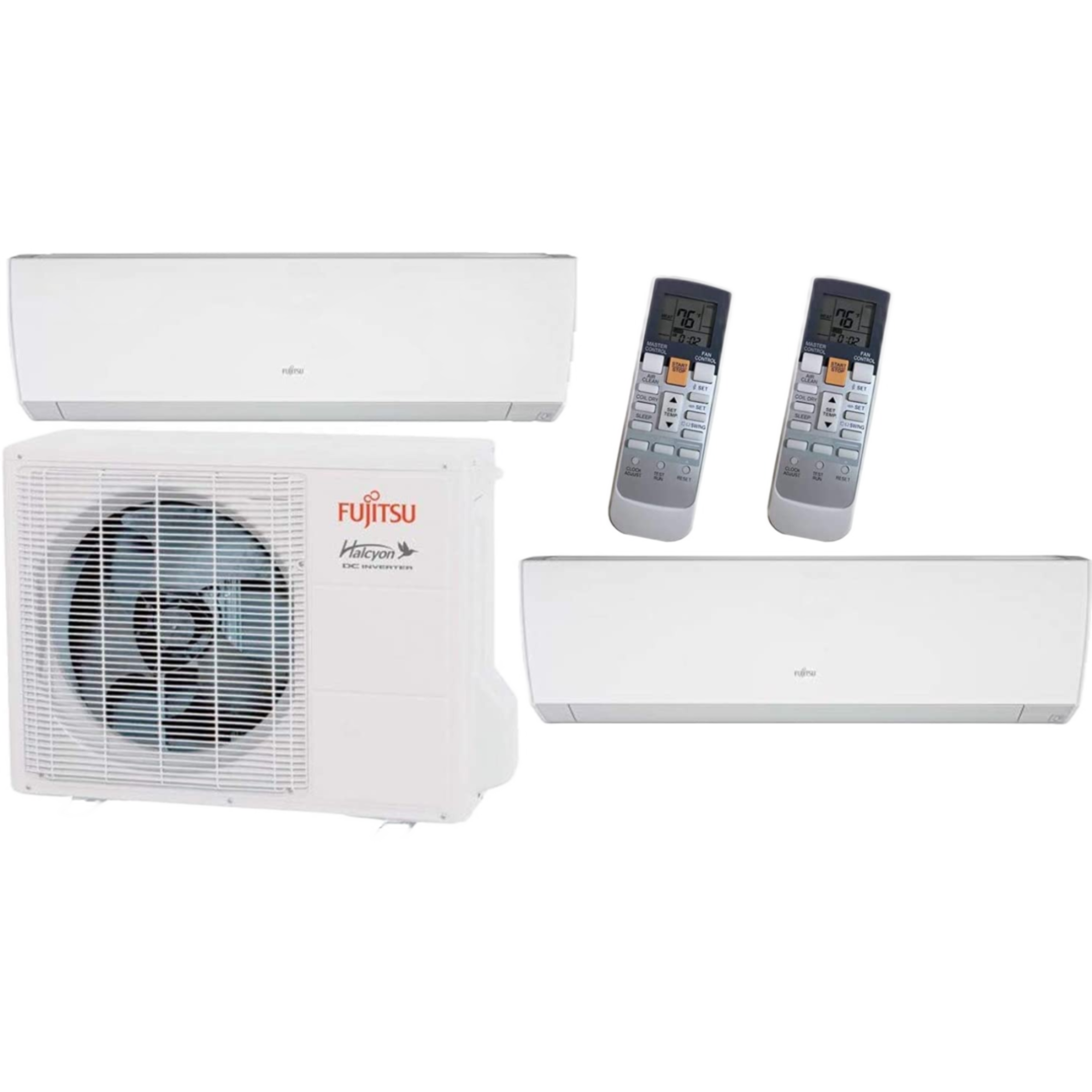 Fujitsu 18,000 BTU 1.5 Ton, 18 SEER Multi-Zone Mini-Split AC/Heat Pump Hybrid Flex Inverter, Outdoor Unit (AOU18RLXFZ) With Two 7,000 BTU (ASU7RLF1)  Indoor Air Handler Units, R-410A