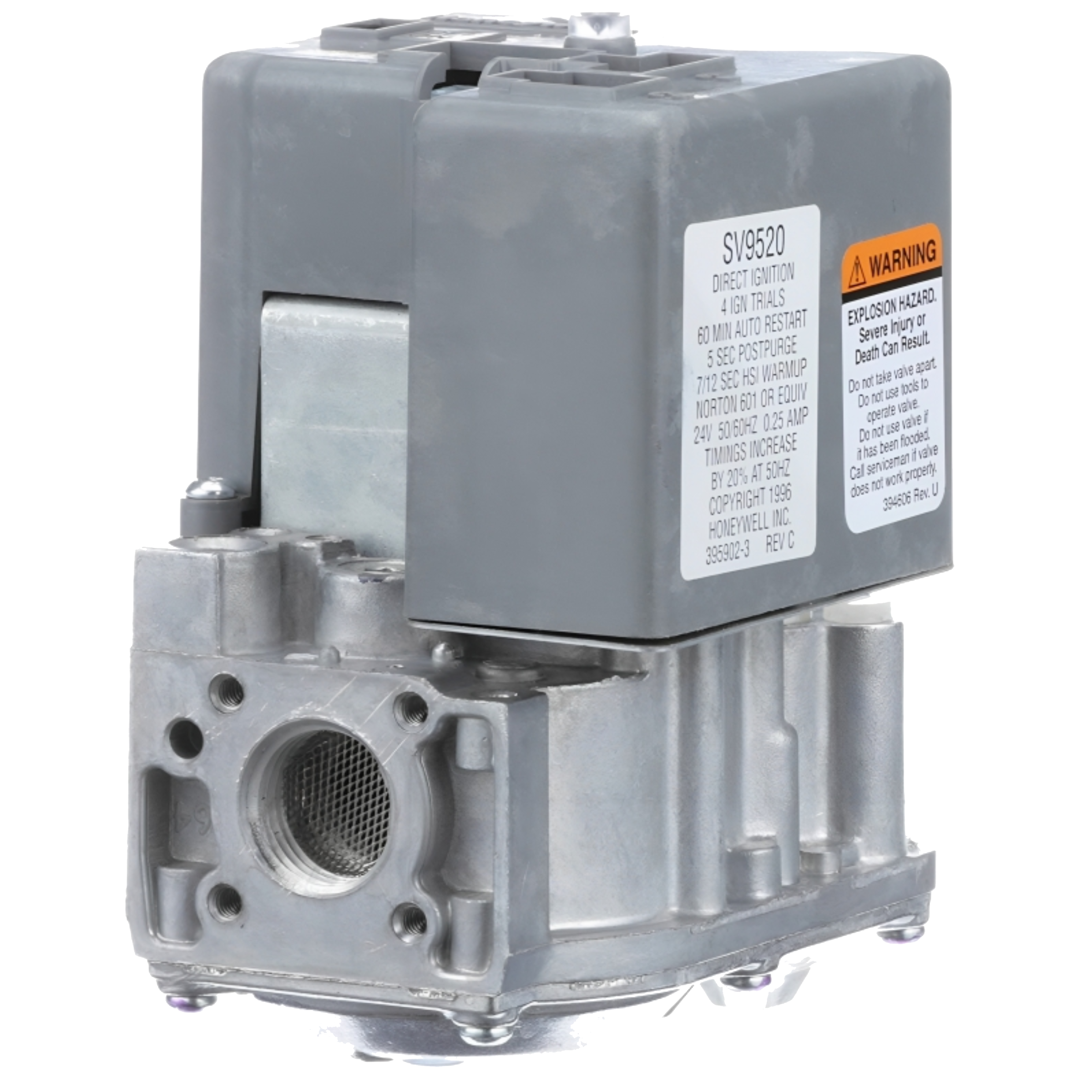 SV9520H8513 Honeywell Home Direct Hot Surface Ignition Smart Gas Valve Control, Fast-Slow Opening. Set 3.5" WC. 7 sec HSI Warm-Up, 24V, Max. Capacity 200 ft³/hr