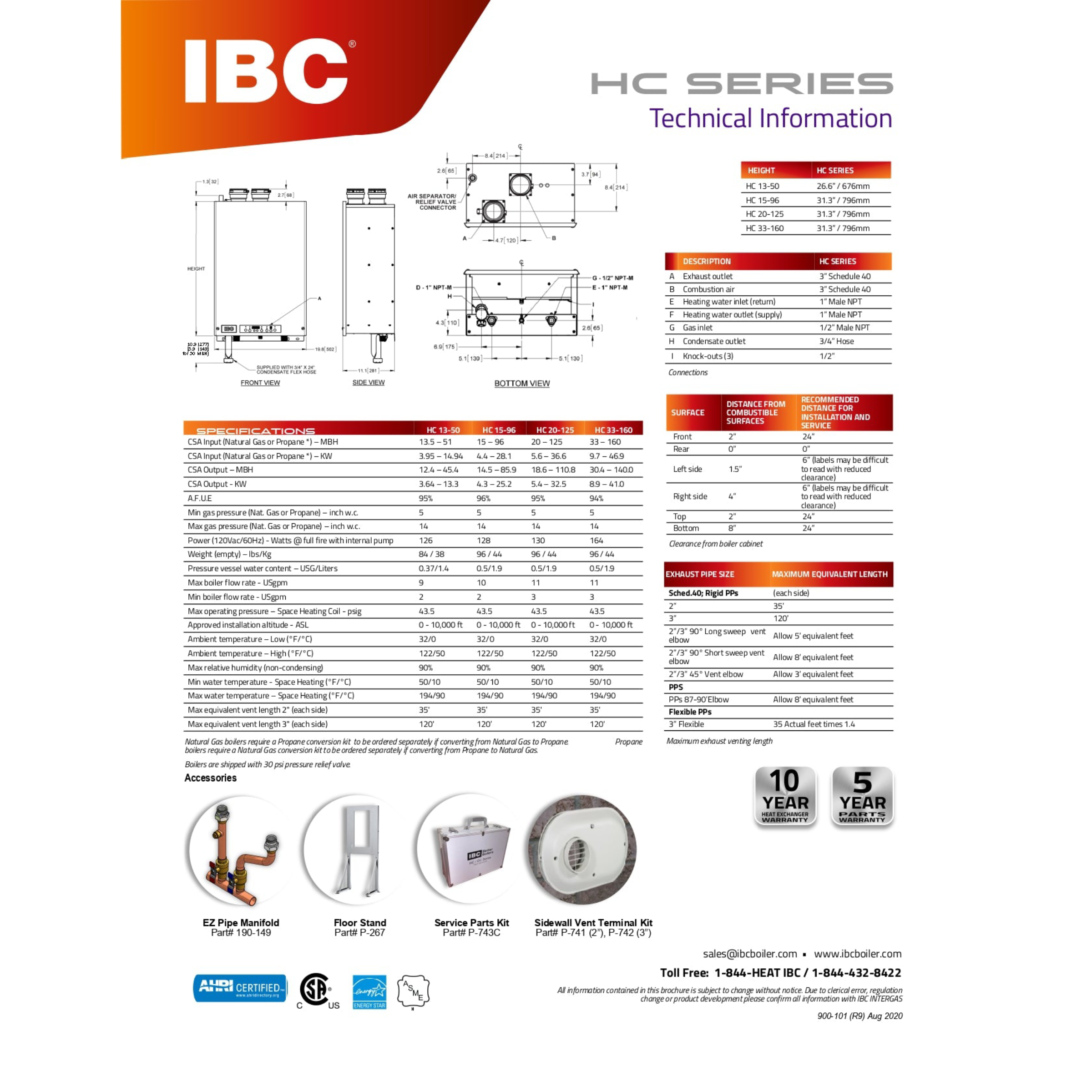 HC 20-125 IBC HC Series High Efficiency Condensing Boiler 20,000-125,000 BTU Natural Gas, 95% AFUE, Energy Star Qualified