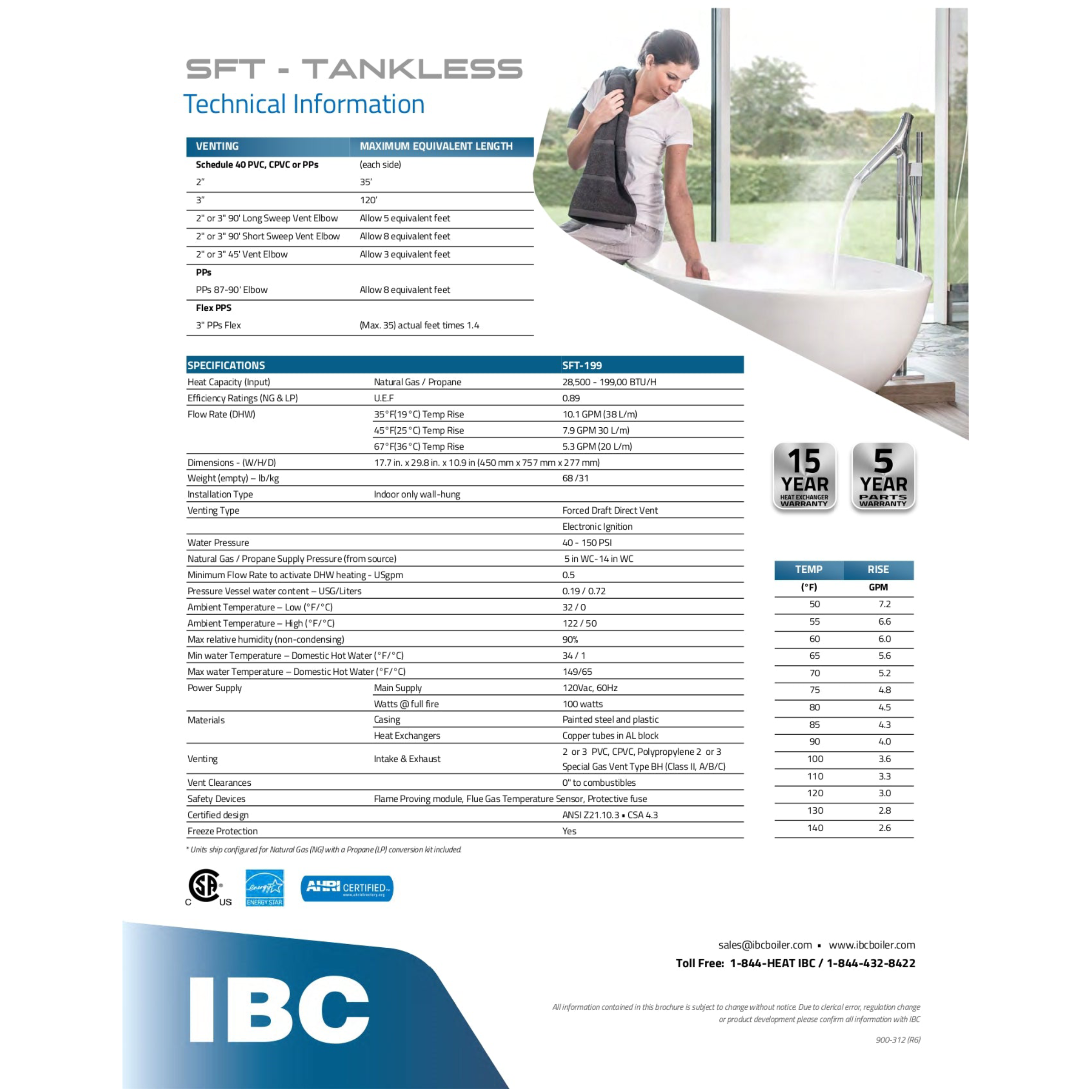 SFT 199 IBC SFT Superflow Series Condensing Tankless Water Heater, Natural Gas 199,000 BTU - Energy Star Qualified - 150 PSI