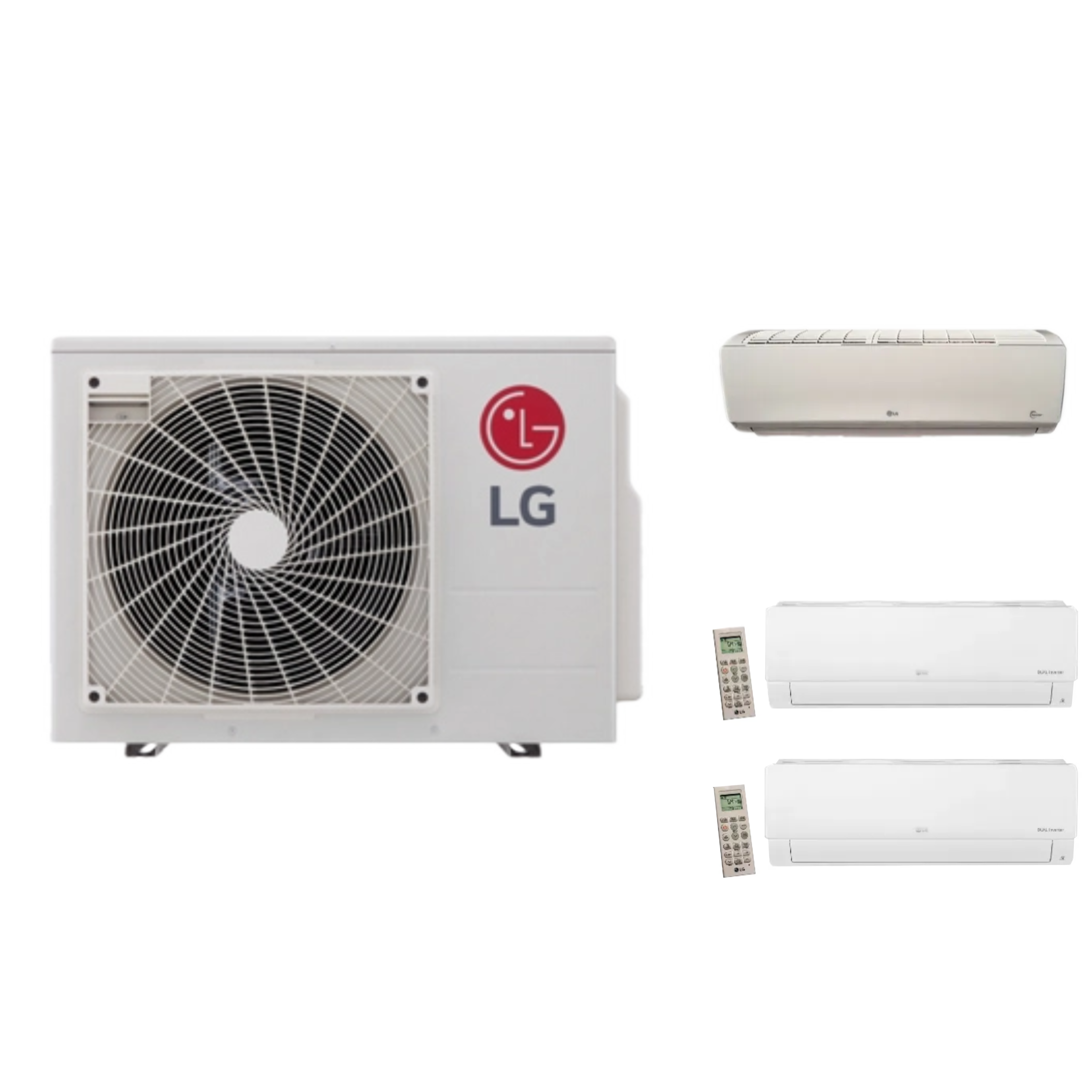 LG Multi F Art Cool Mirror Series 24,000 BTU, Multi-Zone Mini-Split AC/Heat Pump 3 Zone Outdoor Unit (LMU240HV) with 7,000 BTU (LMN079HVT) 9,000 BTU (LSN090HSV5), and 12,000 BTU (LSN120HSV5) Indoor Air Handler Units, R-410A, 21.7 SEER