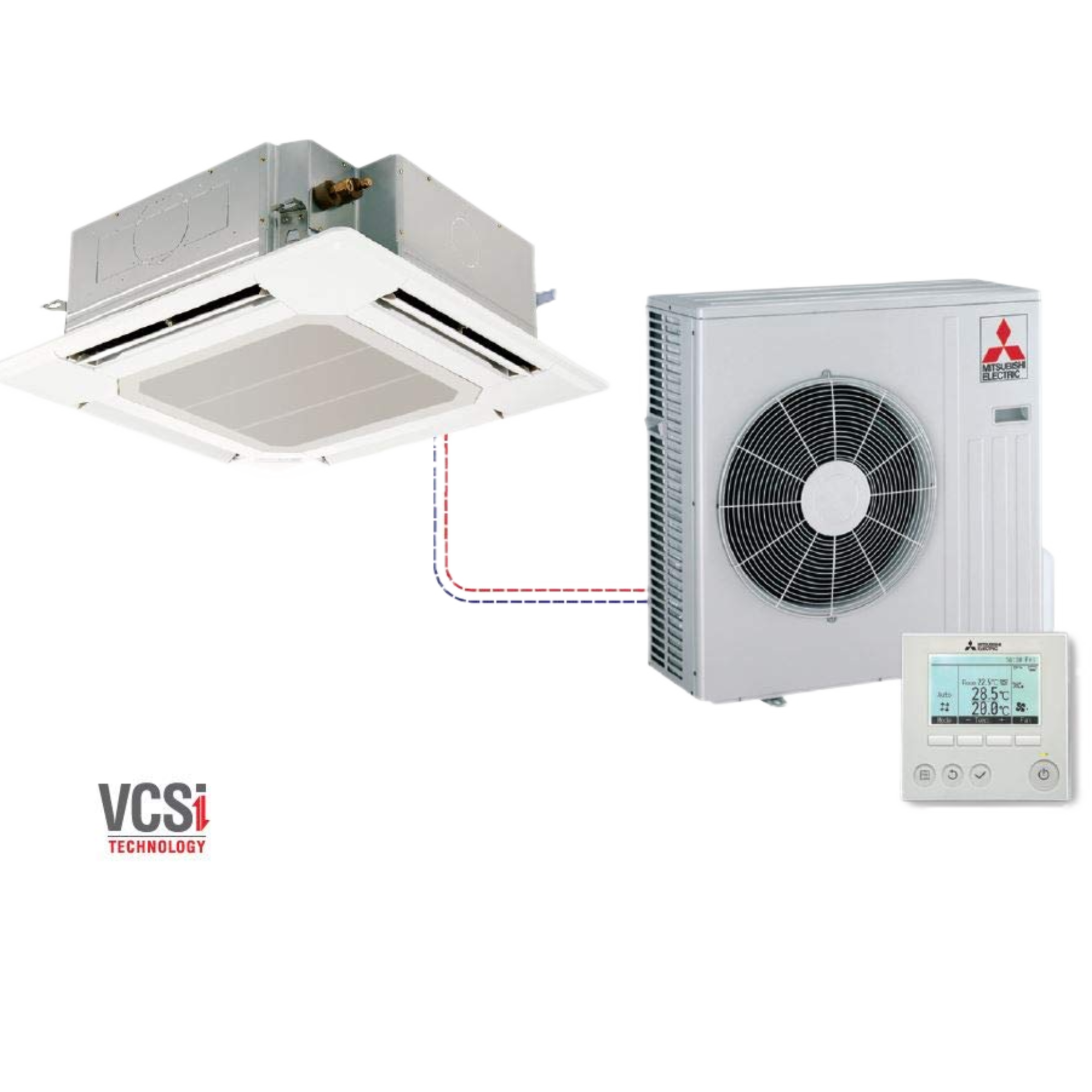 Mitsubishi 14100 BTU 19.8 SEER Four Way Cassette Style Ductless Split System, SLZ-KF15NA