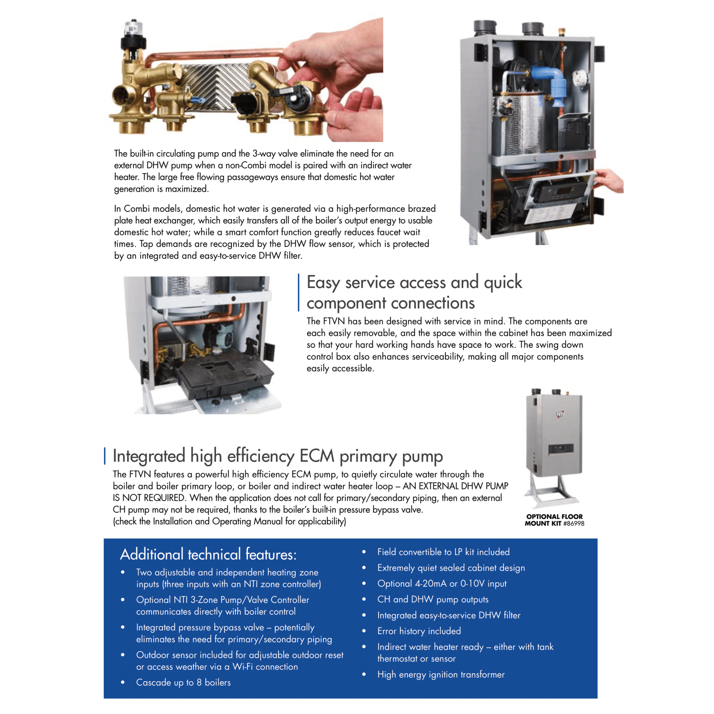 NTI-FTVN150C, FTVN Series Gas-Fired Condensing Boiler, 15000- 150000 BTU