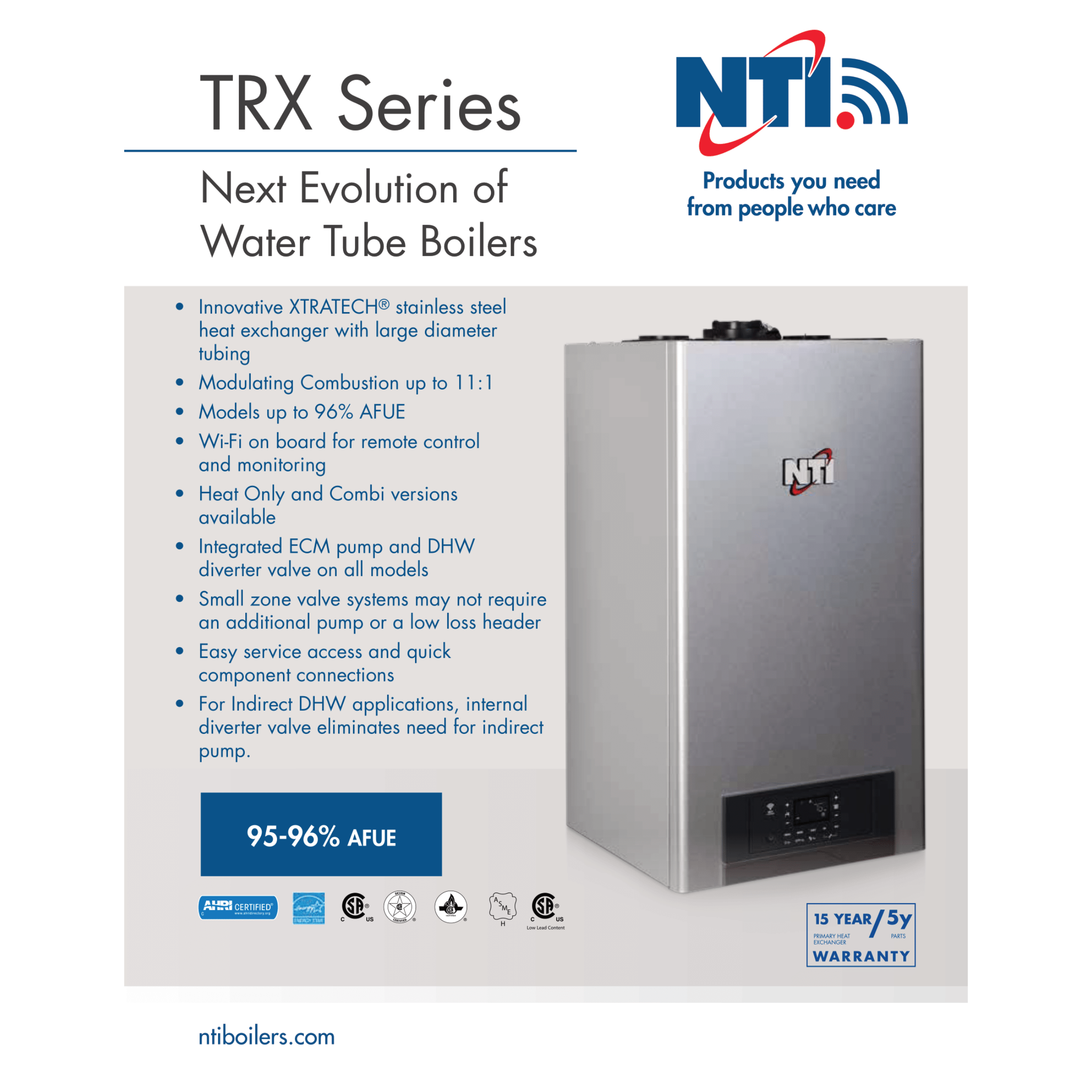 NTI-TRX150C, TRX Series, High-Efficiency Wall-Hung Combi- Condensing Boiler, 150000 BTU/h