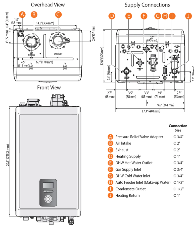 Navien NCB-190/060H to NCB-250/150H High Efficiency Condensing Combi-Boiler