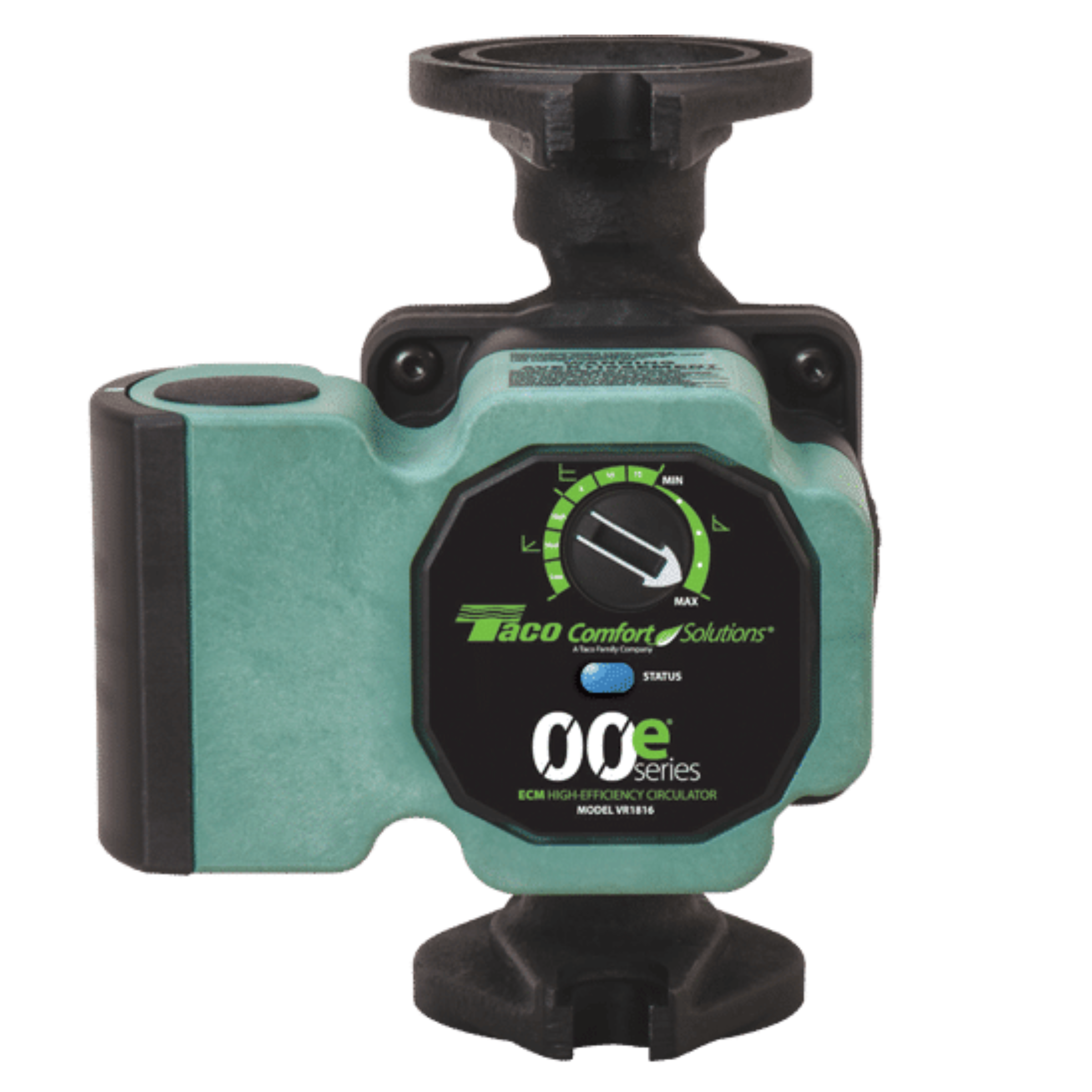 VR1816-HYI-FC2A00 Taco 00e Series VR1816 Model ECM infinitely variable speed High-Efficiency Cast Iron CirculatorPump with Standard Flange, Max Flow 16 gpm, 120V, 60 Hz
Single phase, 125 psi