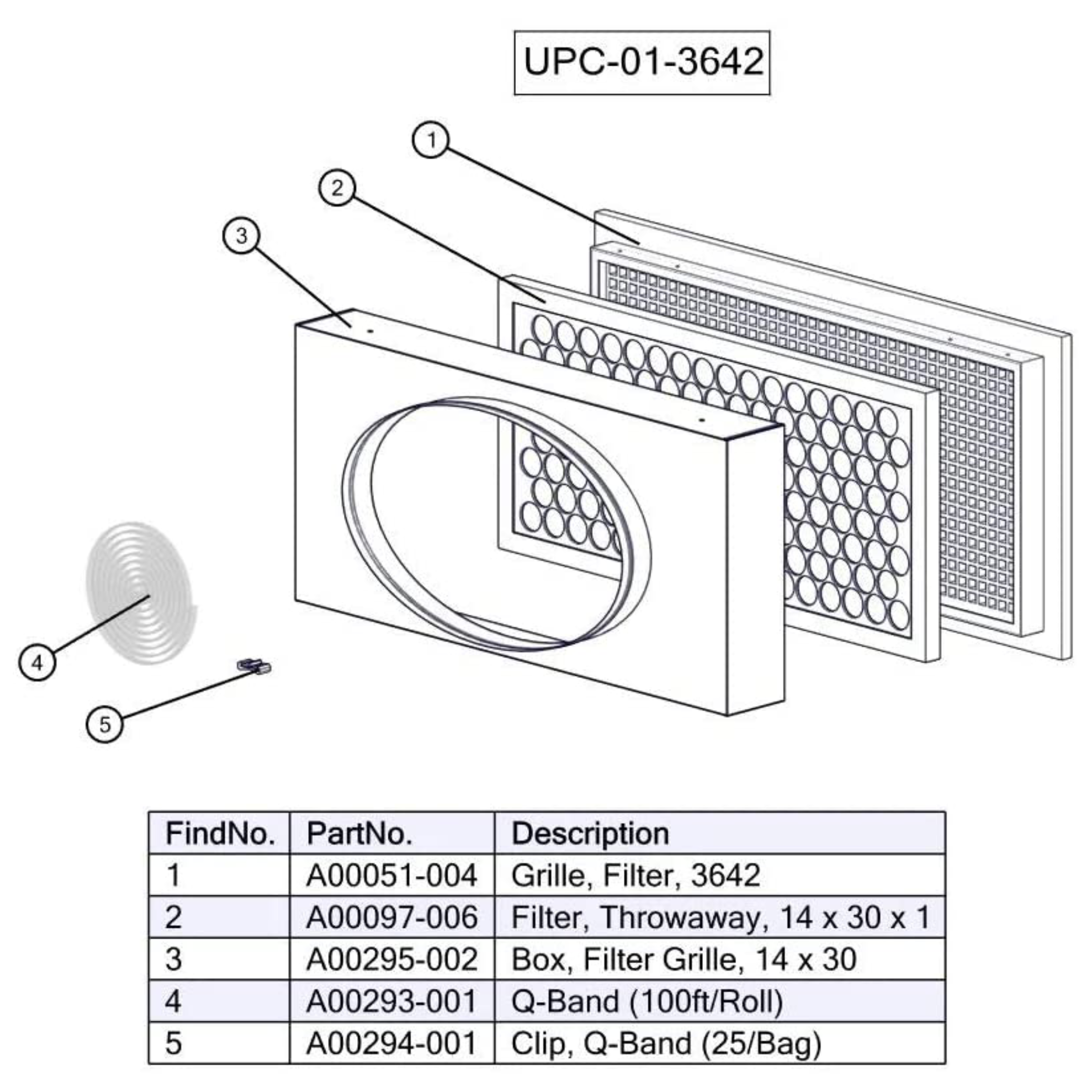UPC-01-3642 Unico Duct System Return Air Box with Filter and Grille Fits 3642, Filter Size 14" x 30"