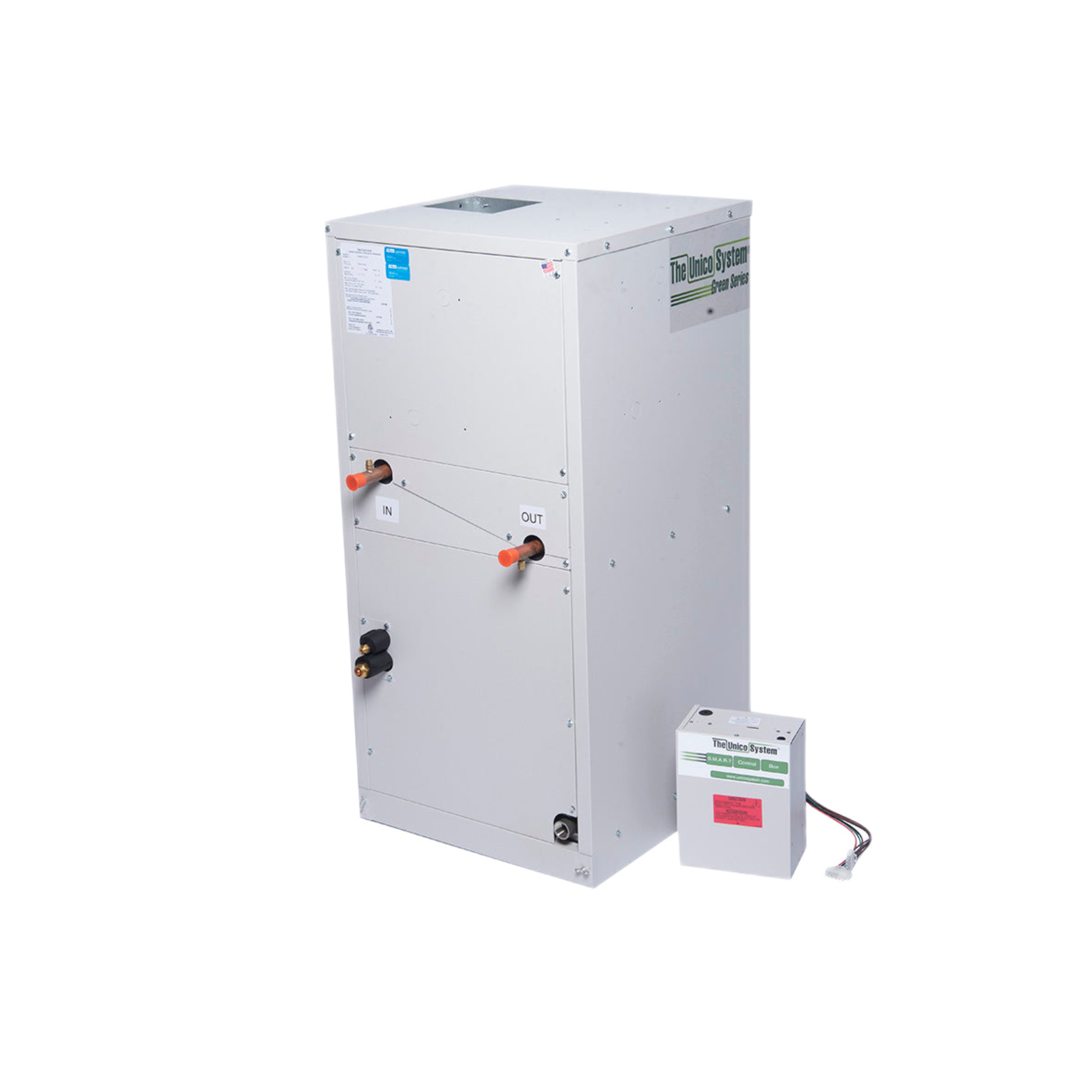 V3642B-1EC2EH Unico V Series Vertical Air Handler Unit, E Coil, HWC, 3642 Model 3.0 - 3.5 Ton, 42,000 BTU/hr, 208/230 Variable Speed, AC/Heat Pump Coil, 4-Row with R410A TXV, with Hot Water Coil