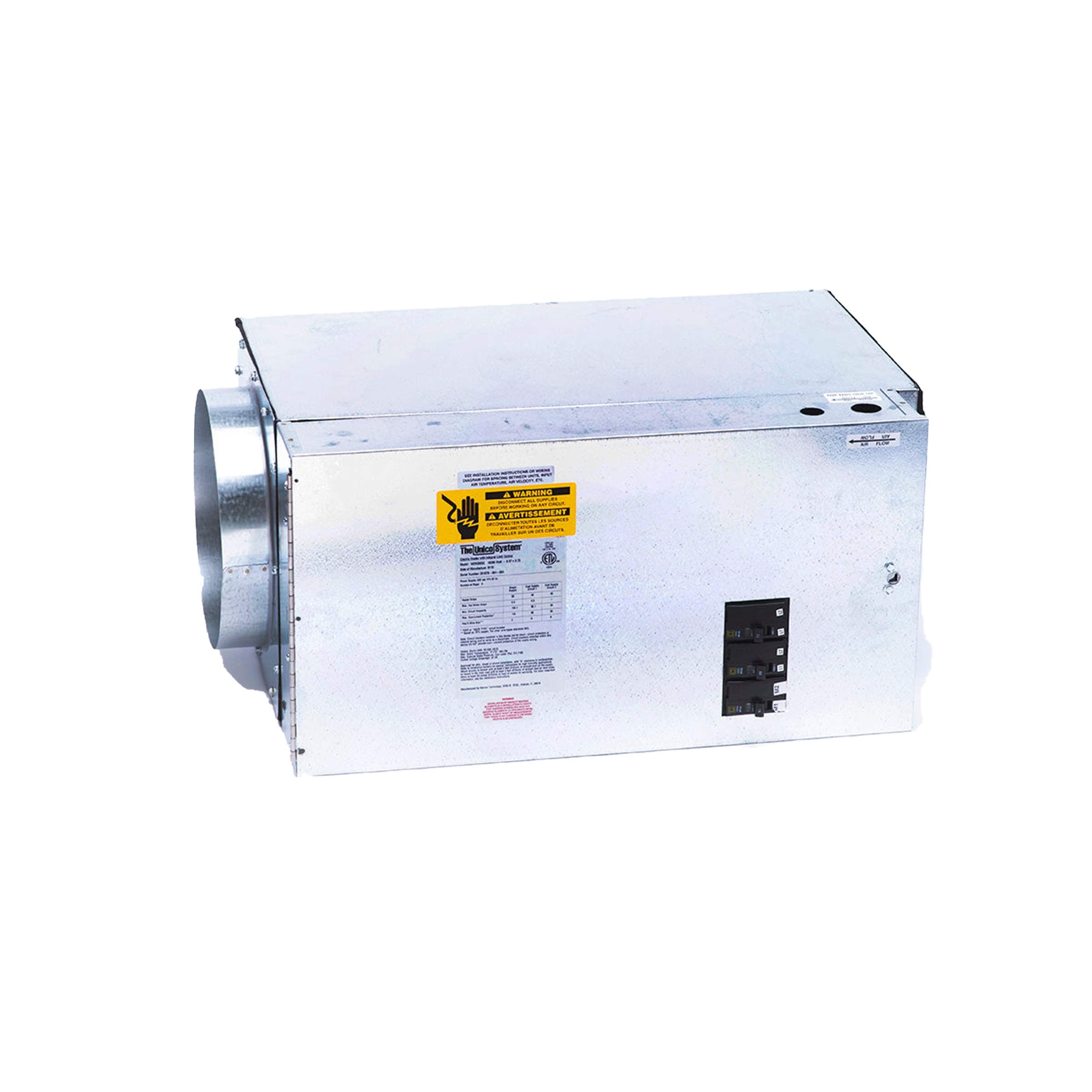 WON2002-C Unico Electric Furnace C Revision, 20KW, 1Ph/230V, Capacity  68,240 BTU/h, Matches 3642, 4860 Models