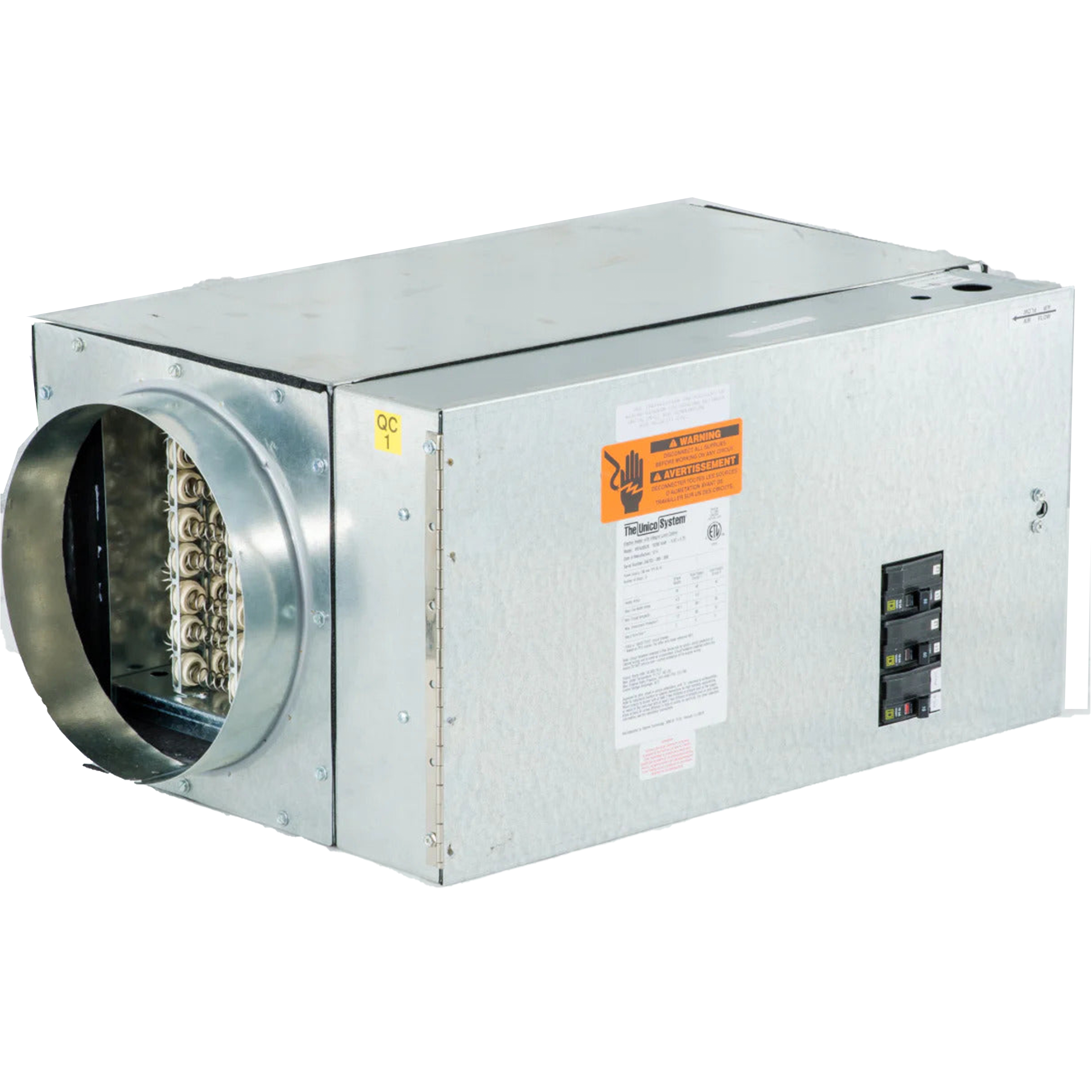 WON2002-C Unico Electric Furnace C Revision, 20KW, 1Ph/230V, Capacity  68,240 BTU/h, Matches 3642, 4860 Models