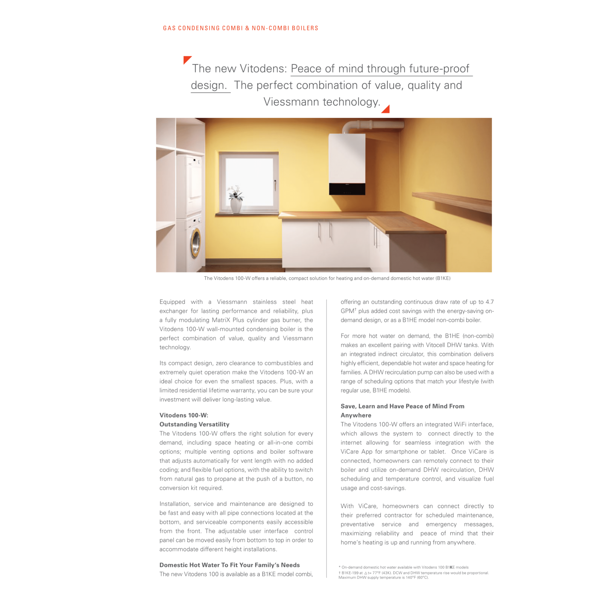 Viessmann B1HE150, VITODENS100-W Series Wall Hung Stainless Steel Condensing Gas Boiler 150 MBH