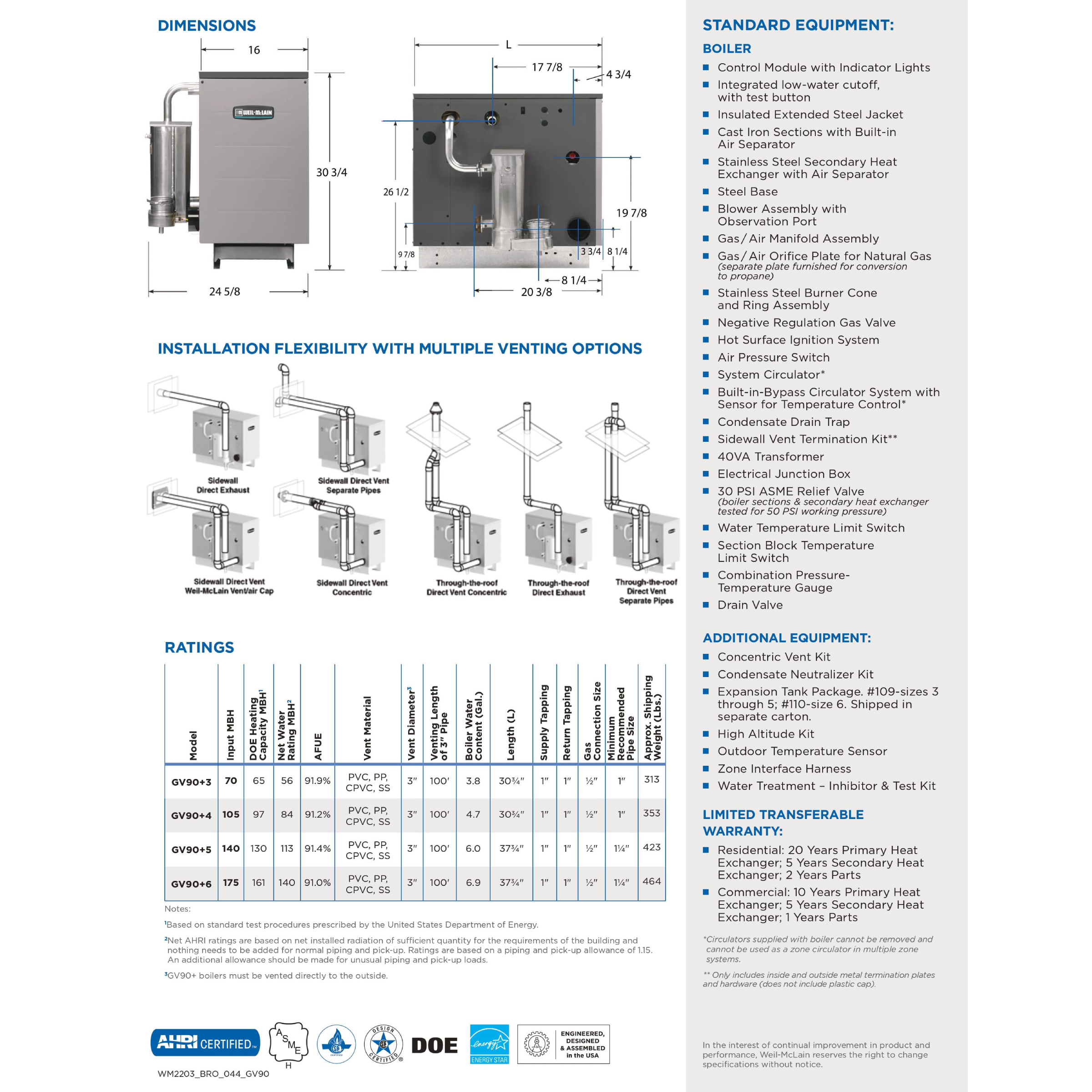 Weil-Mclain 382-200-610 GV90 70 Input MBtu 91.9% AFUE
