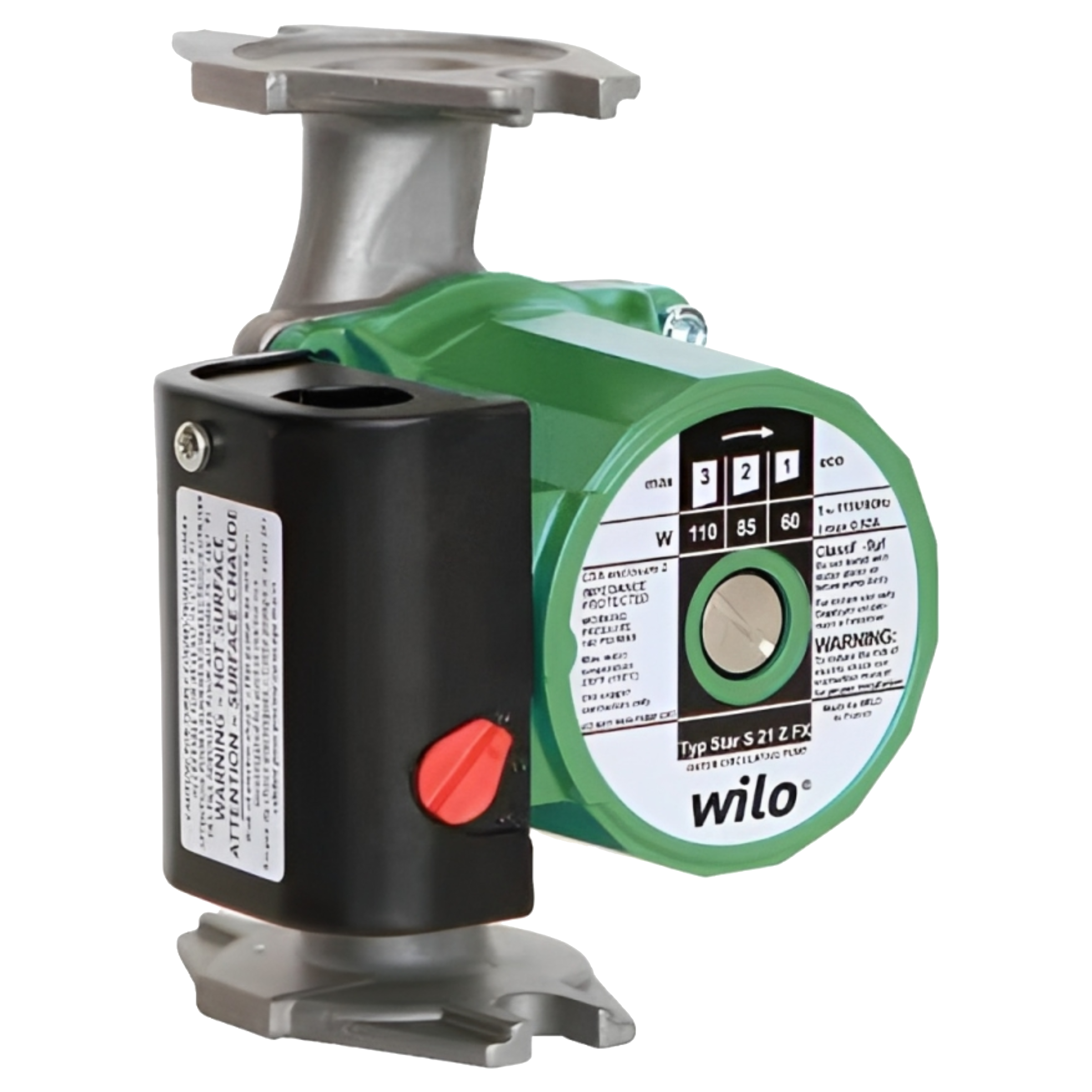 Star S 21 ZFX Wilo Star S Series Stanless Steel 3-Speed Residential Wet Rotor Circulator Pump, 1/25 HP, 115C/60Hz/1Ph, 140 Psi, Max Flow 33 USGPM