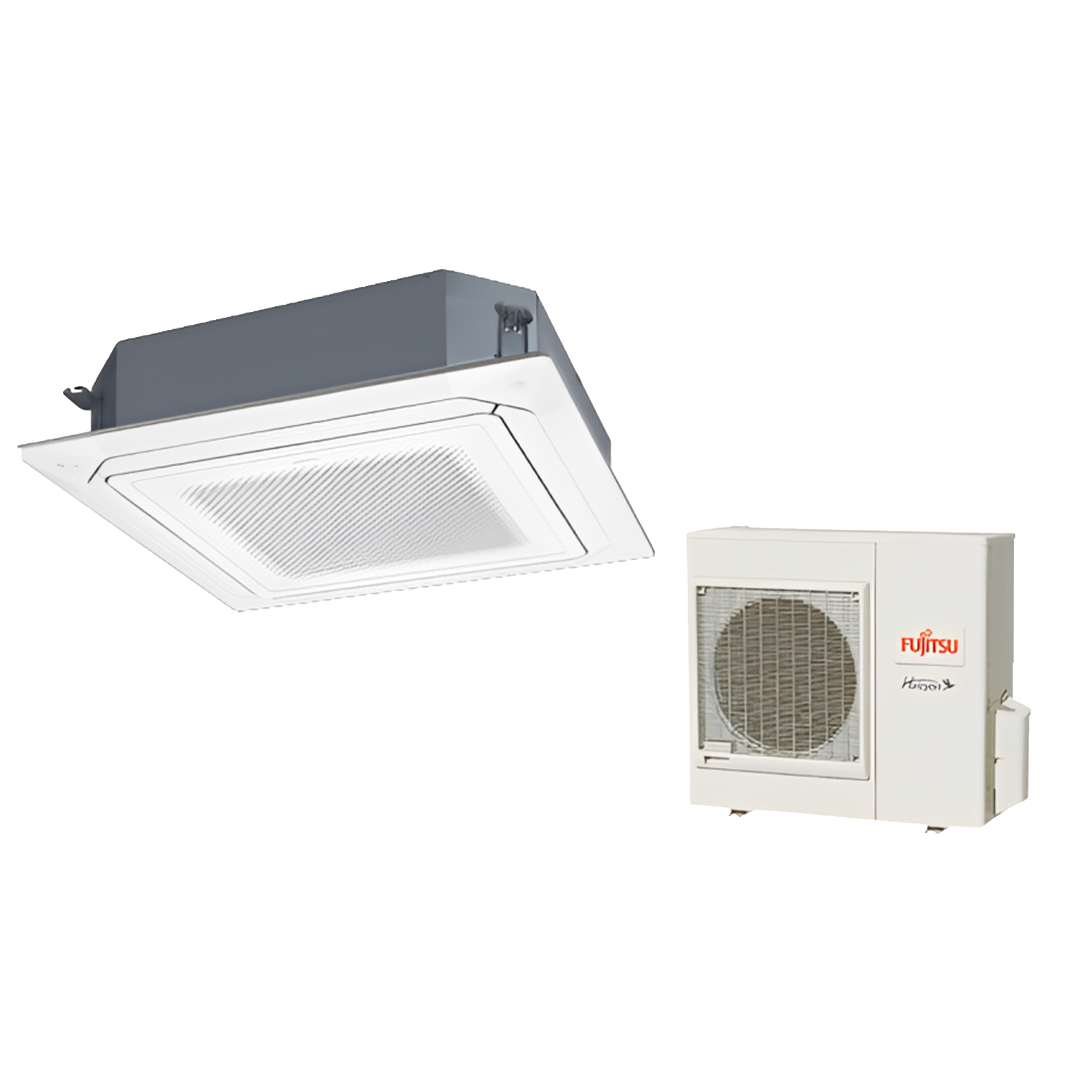 Fujitsu RGLX Series 1.5-3.5 Ton (18,000-42,000) BTU, Halcyon™ Large Ceiling Cassettes Ductless Heat Pump with Circular Flow Cassette, up to 21.4 SEER. Outdoor Unit + Indoor Unit