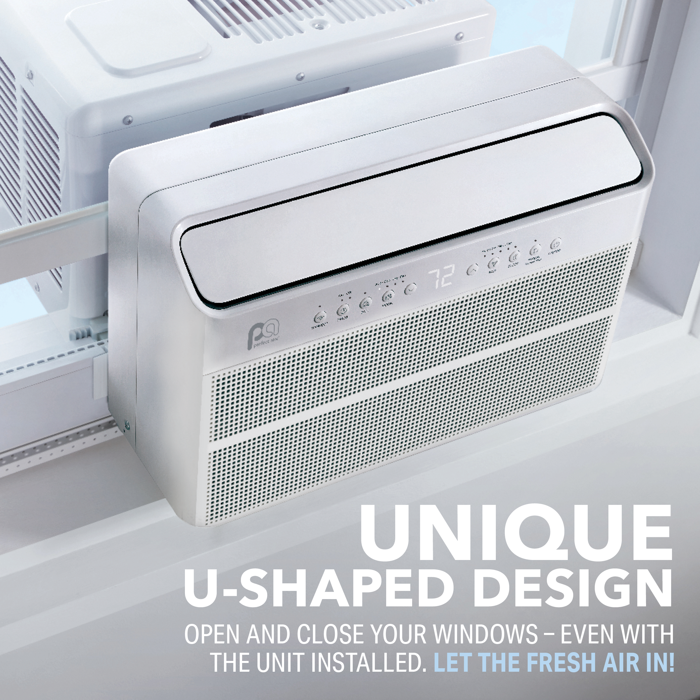 1PACU10000 Perfect Aire 10,000 BTU Energy Star U-Shaped Inverter Window Room Air Conditioner, Sq. ft: 450 Coverage with Wireless Smart Controls & Remote Control, R32 Refrigerant, 115V
