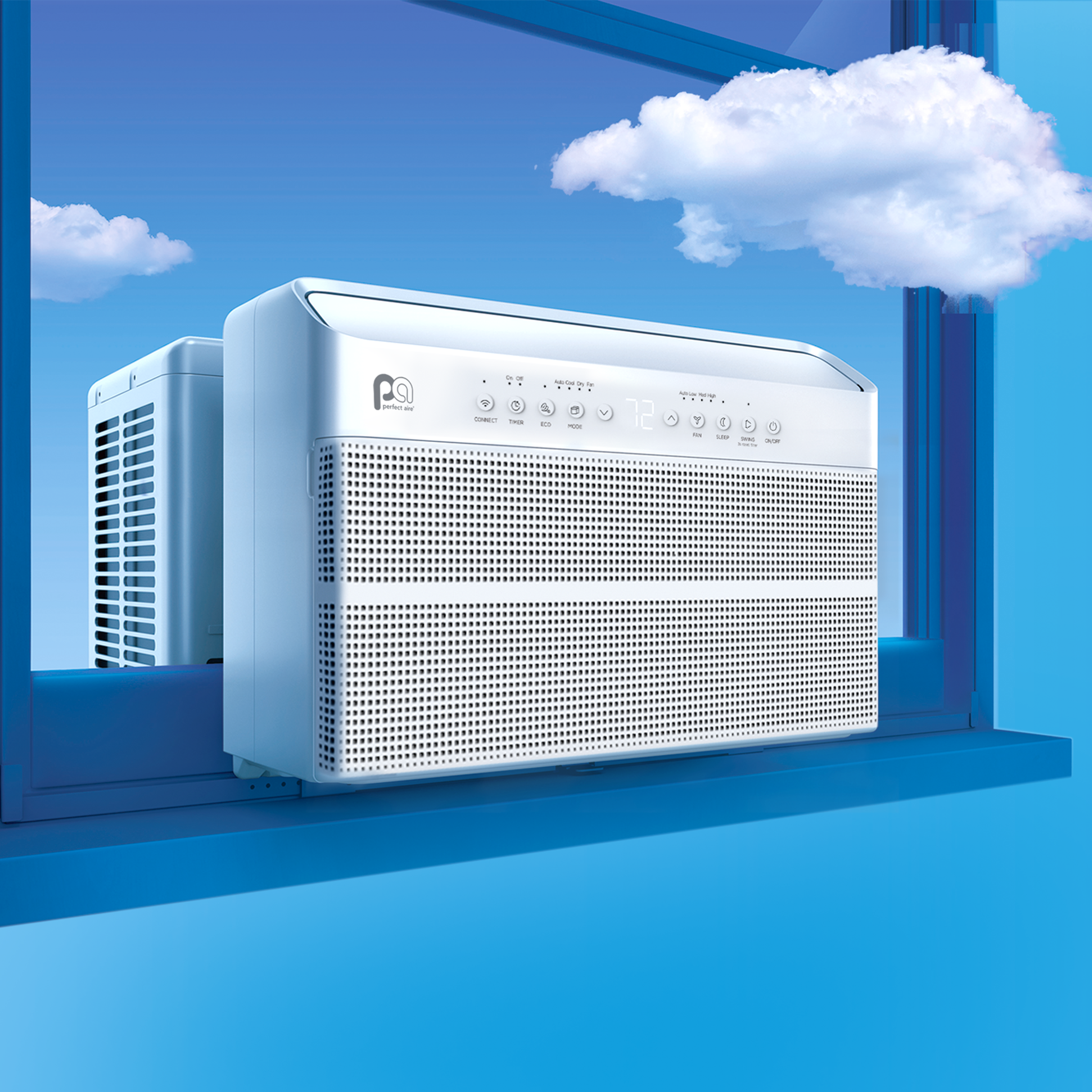 1PACU10000 Perfect Aire 10,000 BTU Energy Star U-Shaped Inverter Window Room Air Conditioner, Sq. ft: 450 Coverage with Wireless Smart Controls & Remote Control, R32 Refrigerant, 115V
