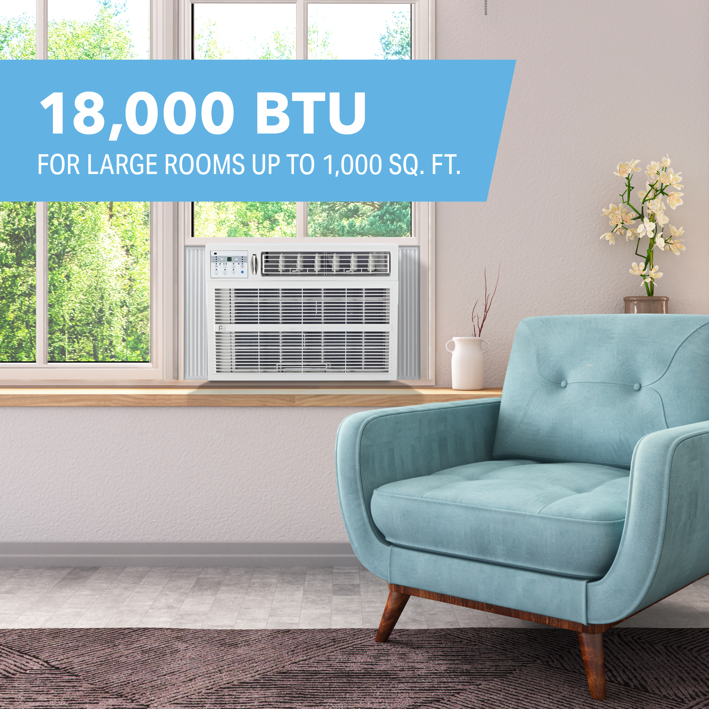 5PAC18000 Perfect Aire 18,000 BTU ENERGY STAR Window Room Air Conditioner, Sq. ft: 700-1,000 Coverage, With Remote Control