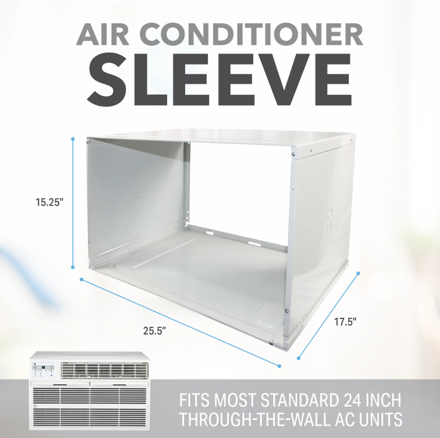 PerfectAire PAWS1 Thru-The-Wall Air Conditioner Sleeve, Fits Standard 24-Inch TTW A/C Units - 25-1/2 in W x 15-1/4 in H x 17-1/2 in D, White