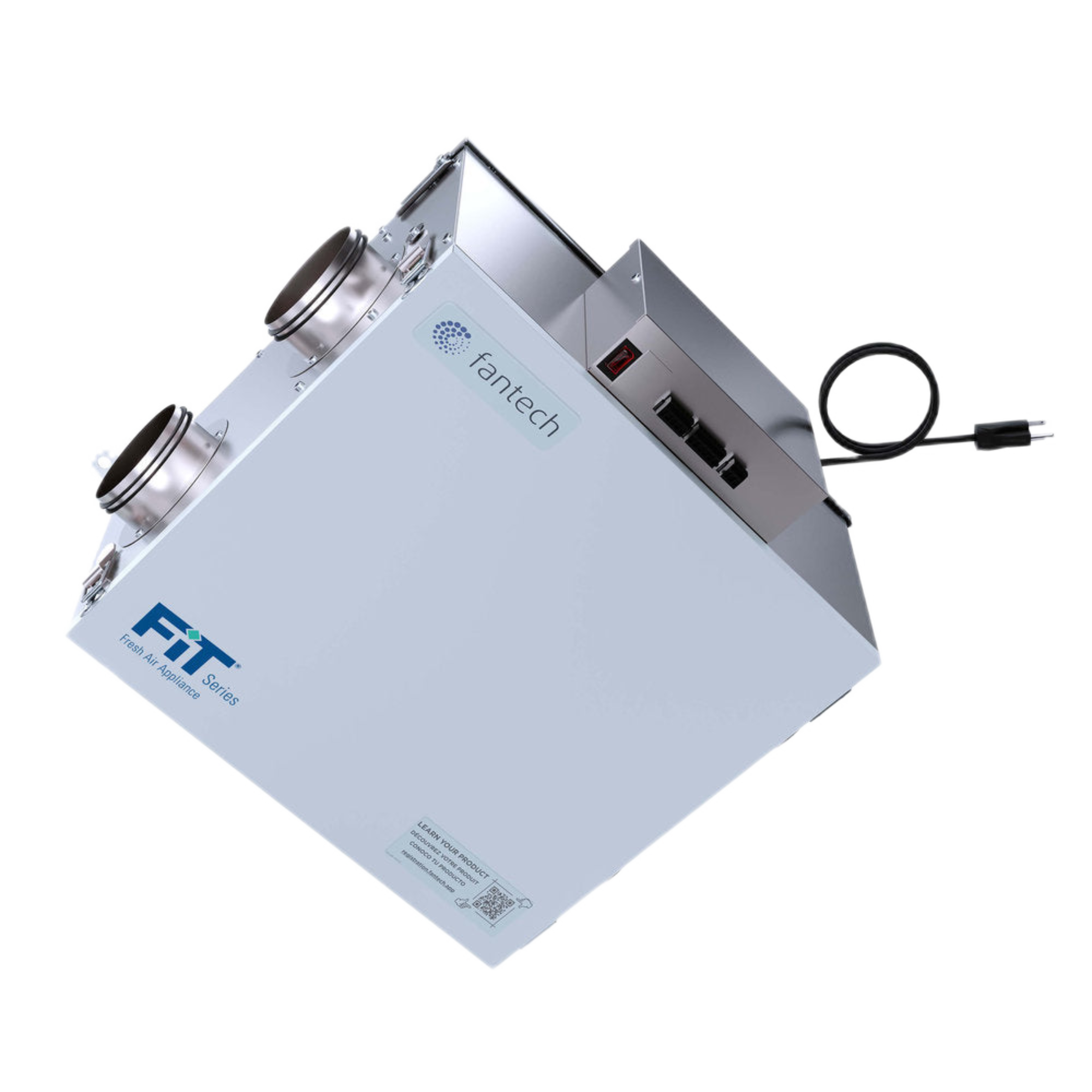 FIT 70E Fantech Residential Heat Recovery Ventilator (HRV) Low Profile 70 CFM Side Port, Duct 4"