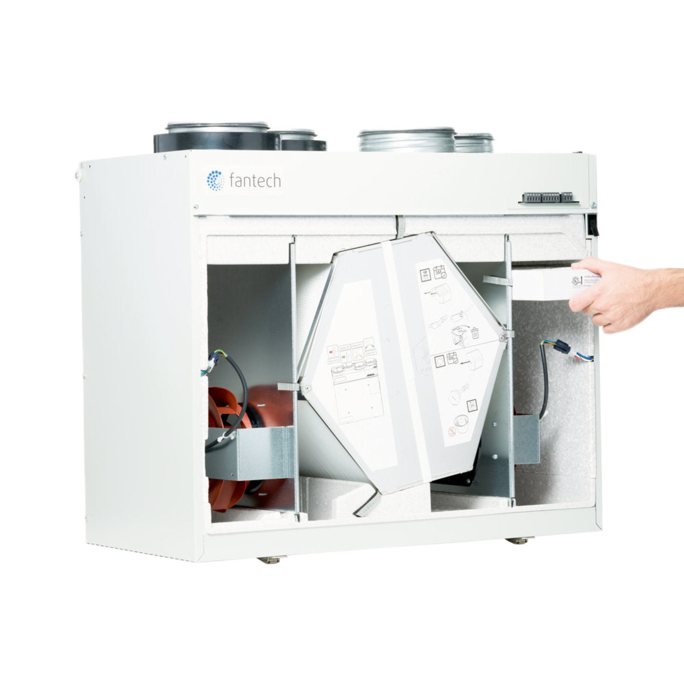 HERO 250H-EC Fantech Residential Heat Recovery Ventilator (HRV) for Fresh Air 263 CFM, 6" Top Duct Connection, Energy Star Qualified, 120V, EC Motors