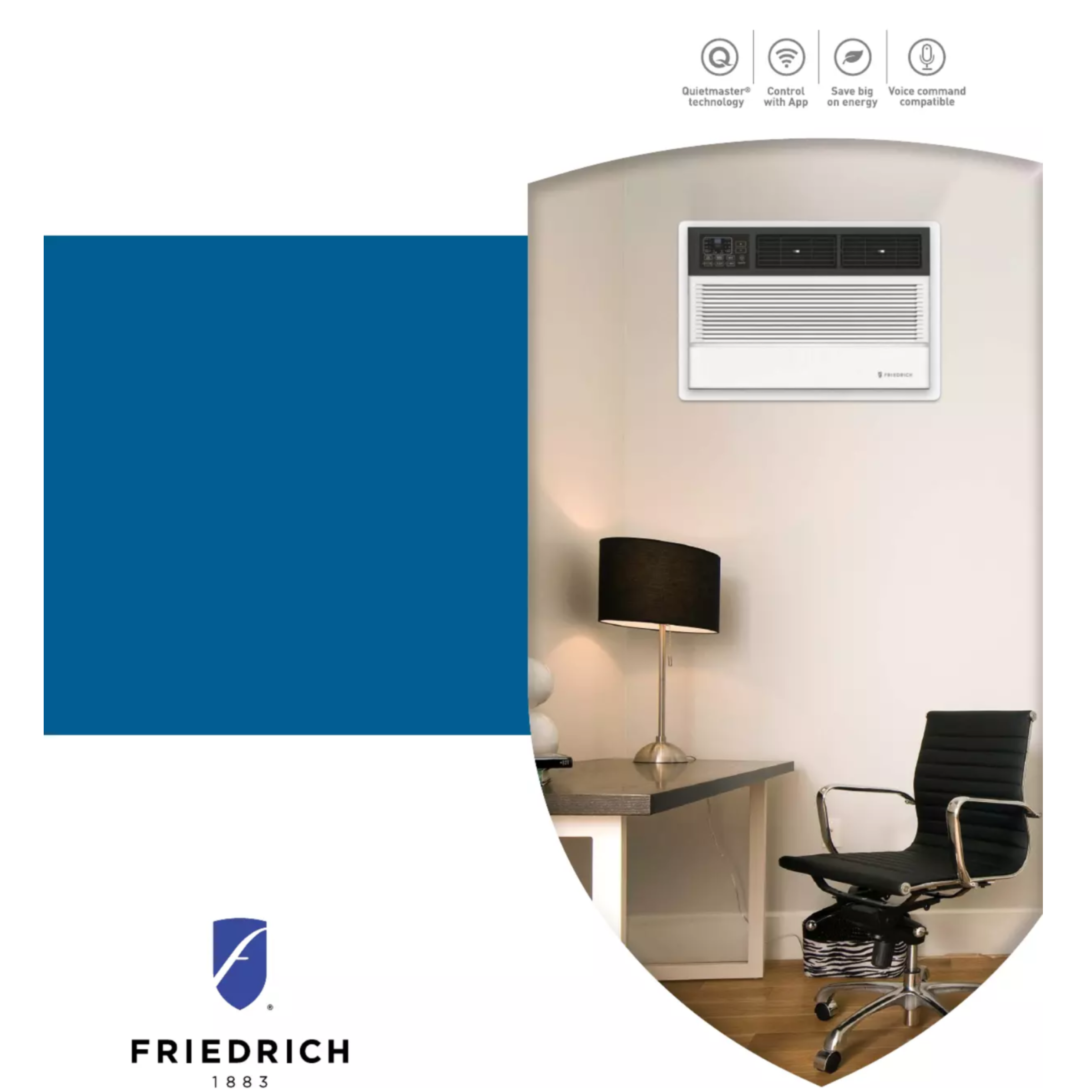 Friedrich Uni-Fit Series UET08A11A Model Smart Thru-The-Wall Cooling with Electric Heat Air Conditioner with 8000 Cooling BTU and 4200 Heating BTU, 9.7 EER,  265 CFM, 410A Refrigerant, 115V, Smart Control, Universal Fit, Wi-Fi