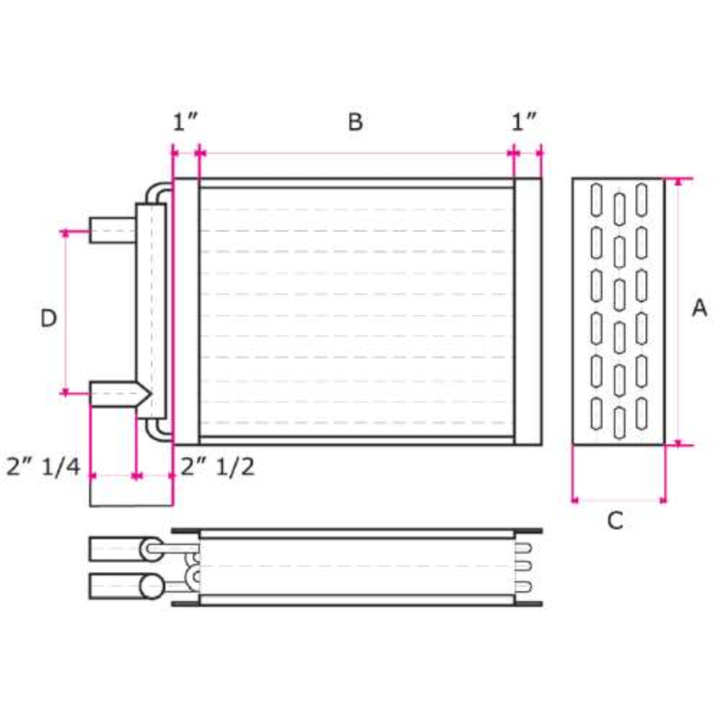 HTL 22 X 25 Hydronic Coil Air to Water Heat Exchanger 23GPM, PD 2.77 PSI, 200475 BTU/h to 220000 BTU/h