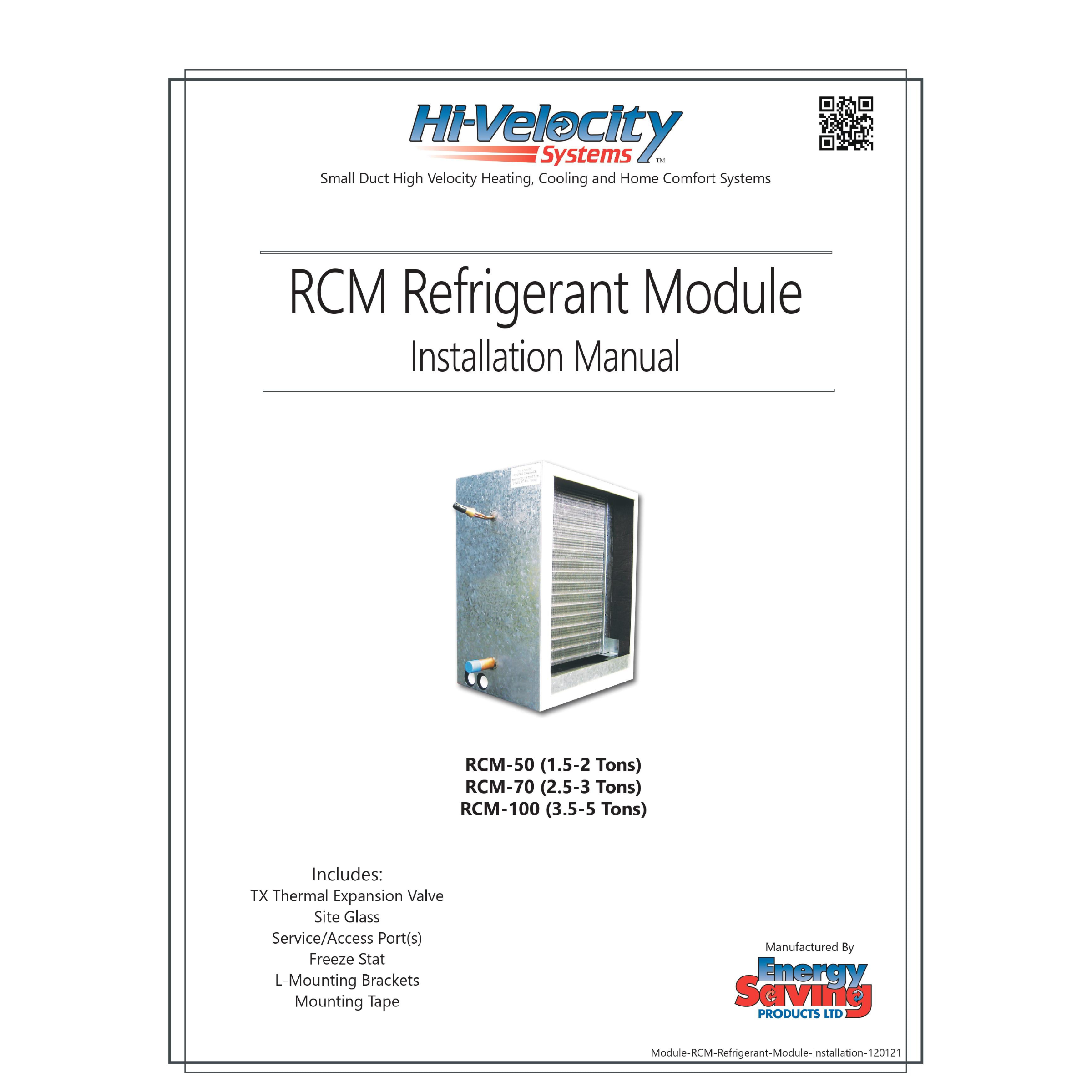 Hi-Velocity RCM Series Refrigerant Heat Pump Ready Cooling Module 1 to 5 Tons, R-410A