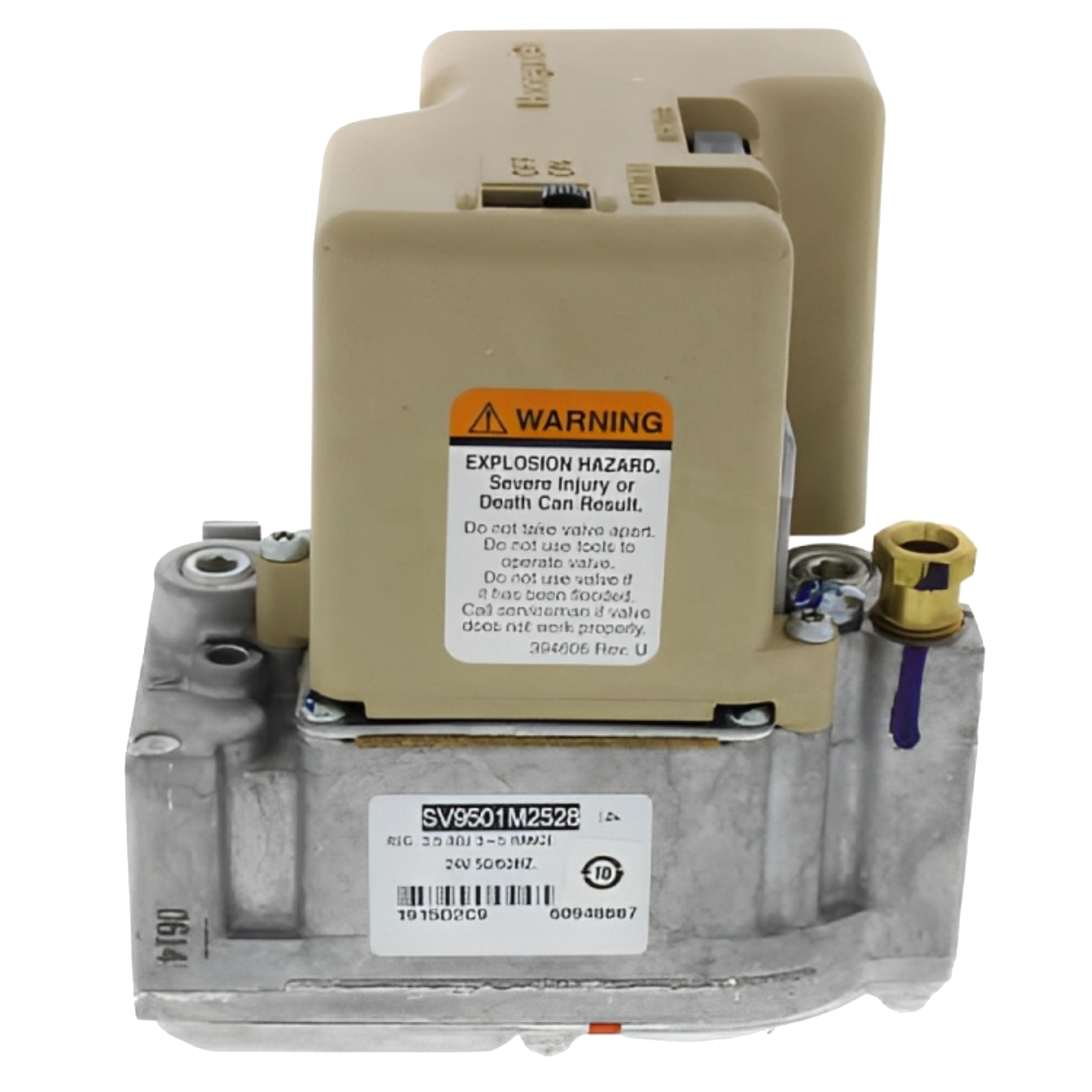 SV9501M2528 Honeywell Home Intermittent Hot Surface Pilot Smart Gas Valve, Standard Opening, 1/2 x 1/2". Set 3.5" WC, 24VAC, 50/60 Hz, Max. Capacity 200 ft³/hr