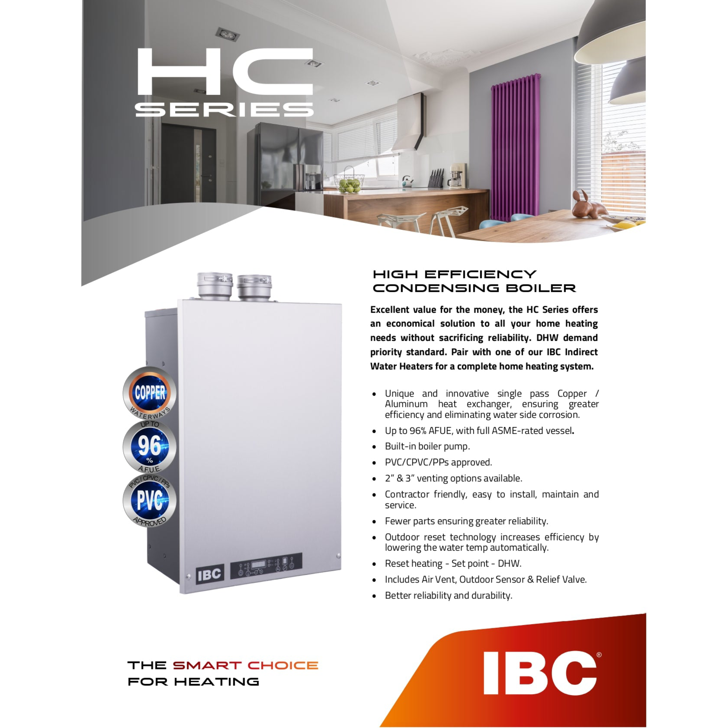 HC 20-125 IBC HC Series High Efficiency Condensing Boiler 20,000-125,000 BTU Natural Gas, 95% AFUE, Energy Star Qualified