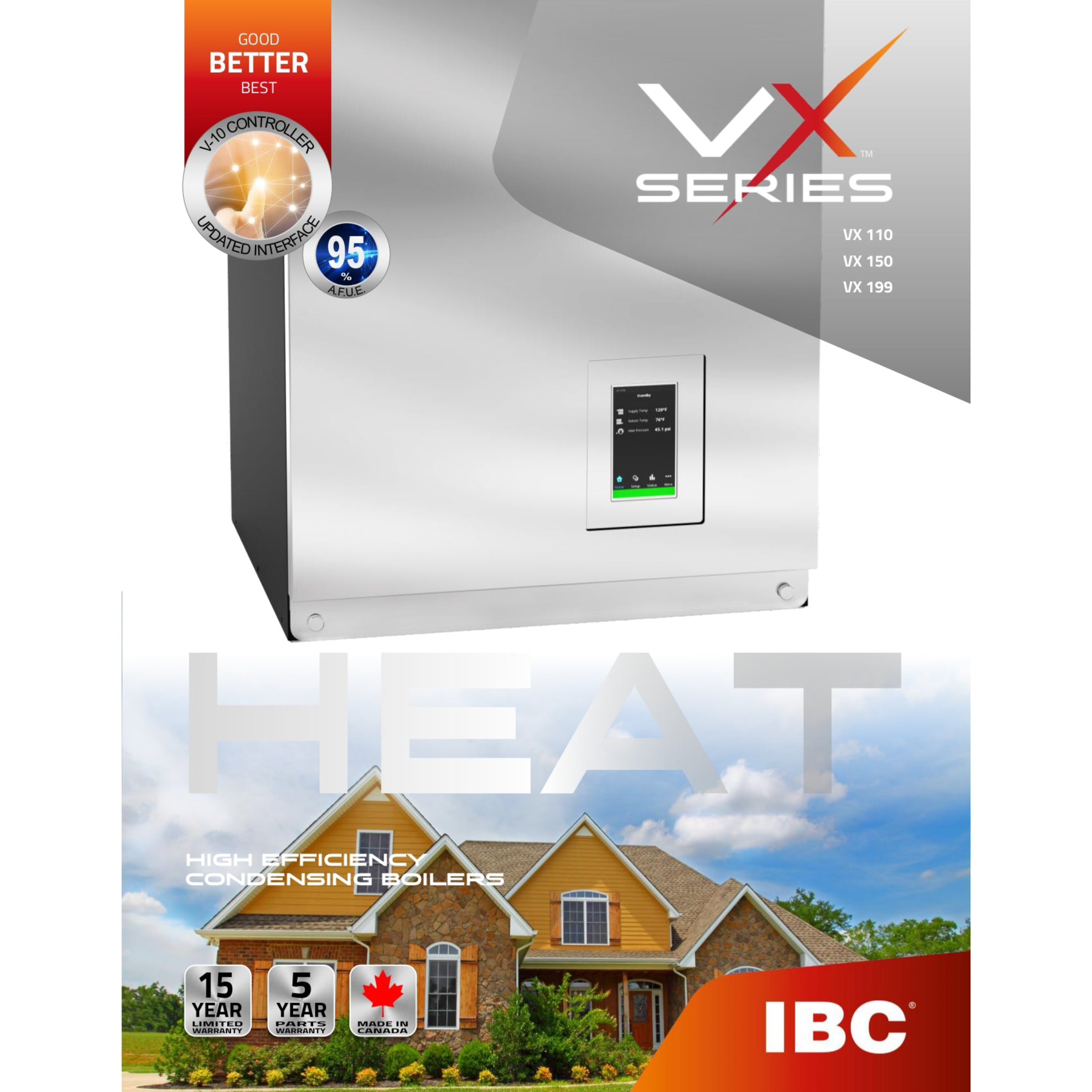 VX 199 IBC VX Series Residential High-Efficiency Modulating Condensing Boiler Natural Gas 30,600-199,000 BTU, 95% AFUE, Energy Star Qualified