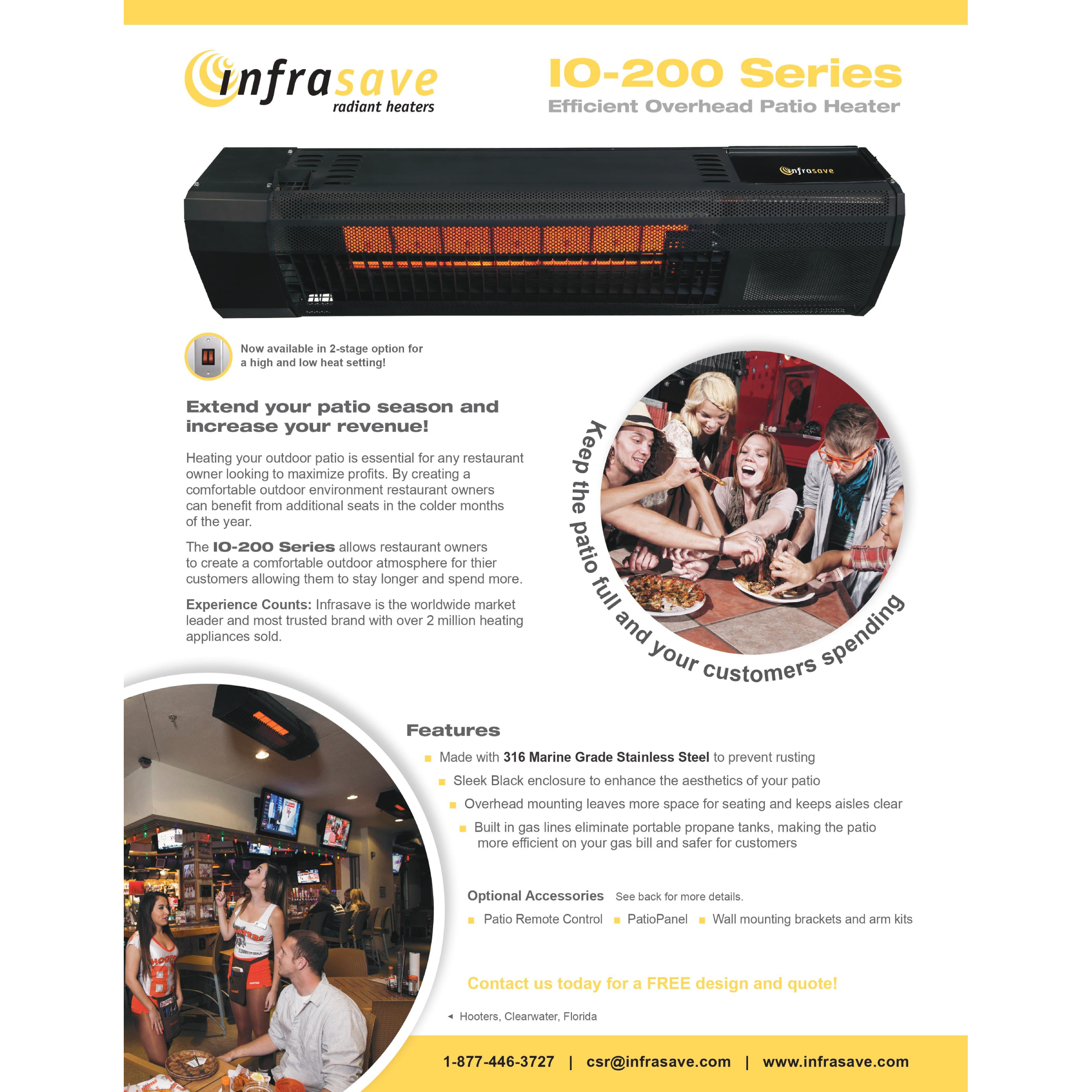 IO-212-N Infrasave IO-200 Series High-Performance Outdoor Natural Gas Infrared Patio Heater  - 23,000 BTU