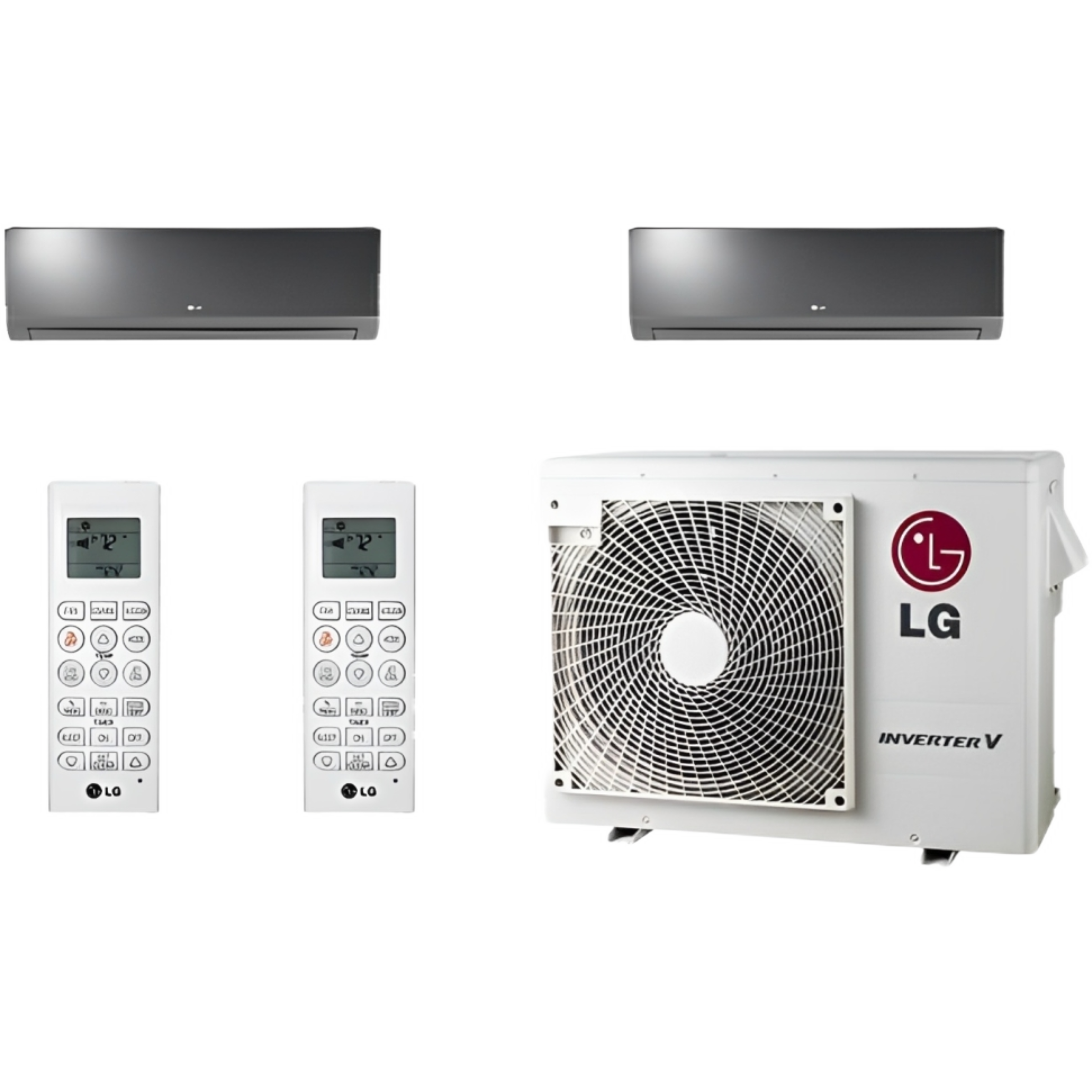 LG Multi F Art Cool Mirror Series 18,000 BTU, Multi-Zone Mini-Split AC/Heat Pump 2 Zone Outdoor Unit (LMU180HV) with Two 12,000 BTU (LAN120HSV5) Indoor Air Handler Units, R-410A, 22.5 SEER