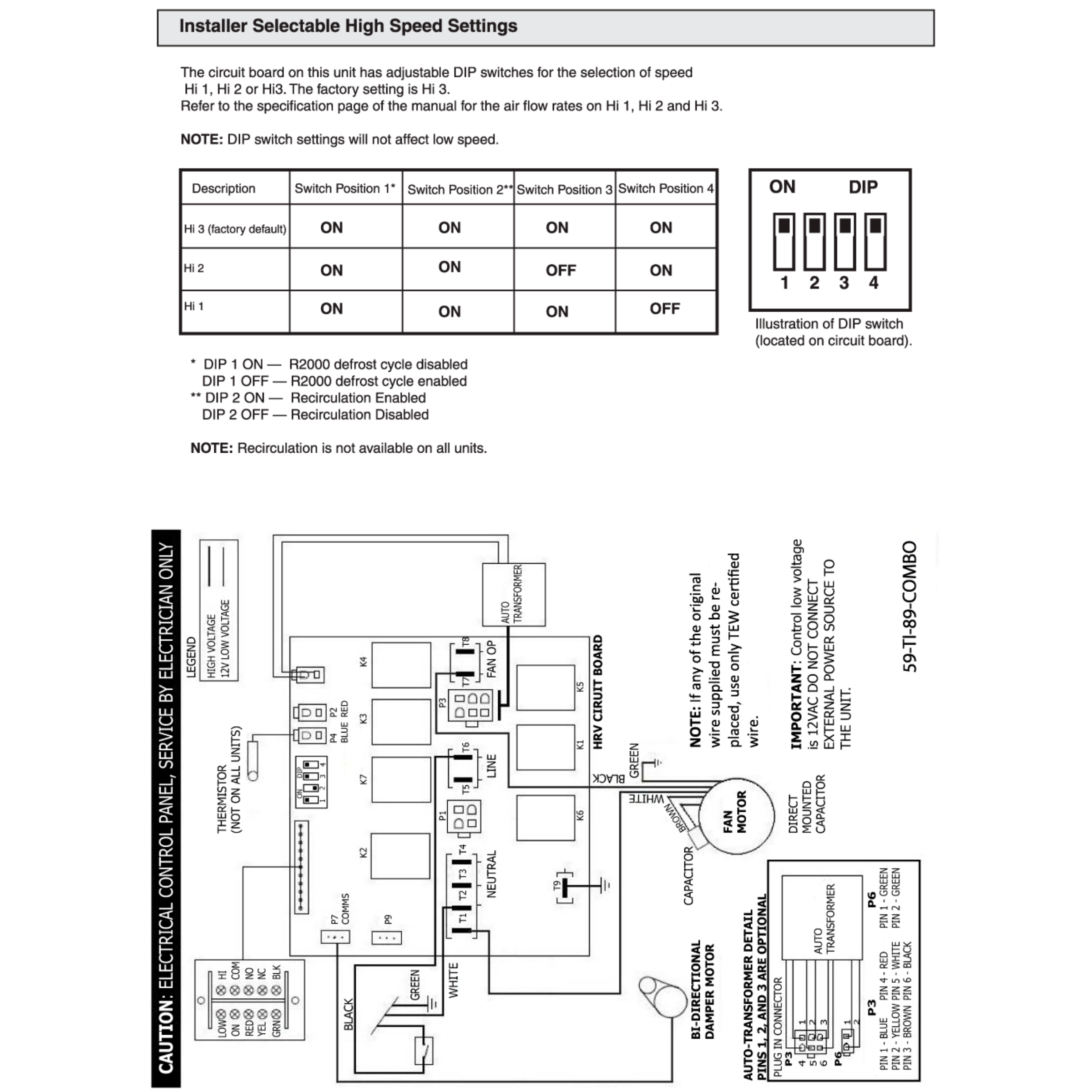 195DCS Lifebreath Residential Heat Recovery Ventilator (HRV), 158 CFM, 120 V, Frequency 60 Hz - Control Included