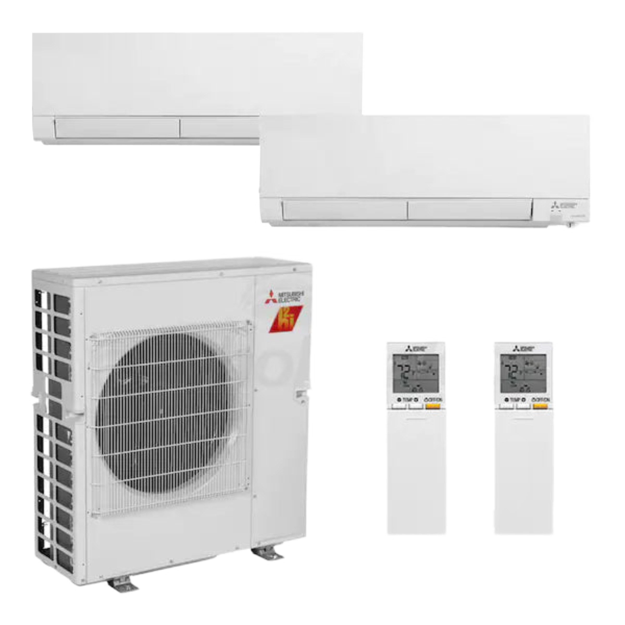 Mitsubishi 2-Zone 17 SEER Mini Split Ductless Heat pump Air Conditioner Model MXZ-2C20NAHZ2 22000 BTU for Outdoor Unit with 2 Indoor units, R-410A