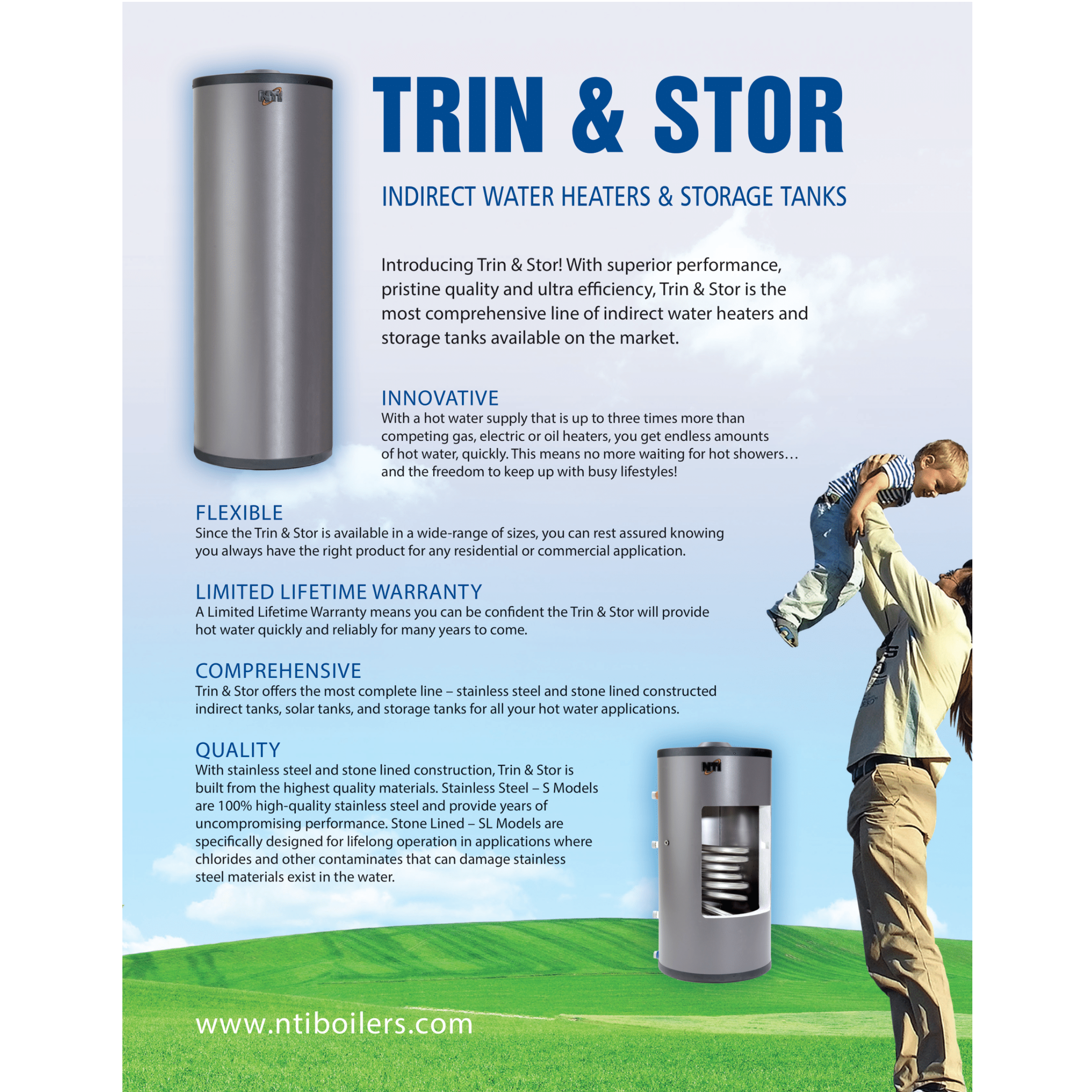 NTI-S50, The Trin & Stor "S" Series,The Indirect Water Heater and Storage Tank
