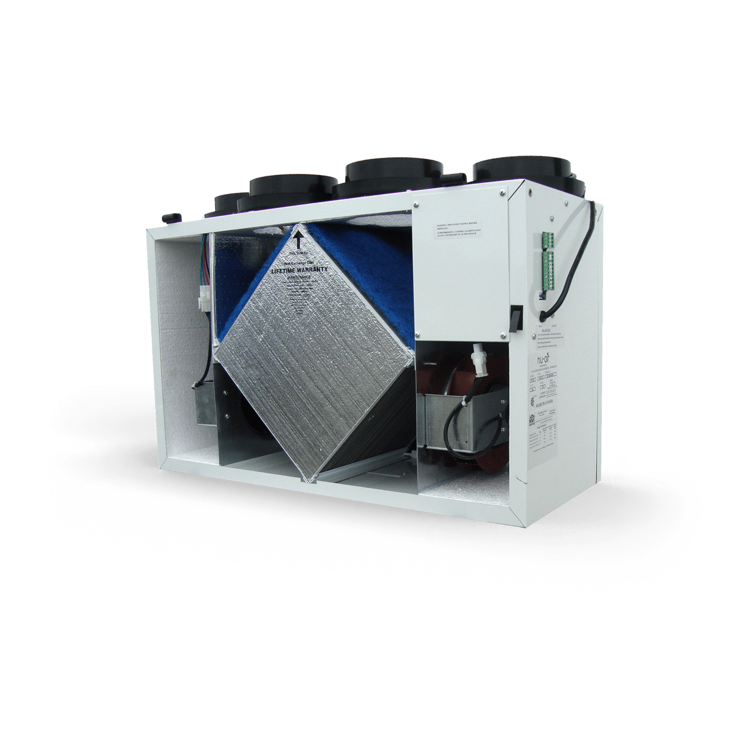 ES160 ERV Nu-Air ES Series Residential Energy Recovery Ventilator (ERV) 136CFM @ 0.2 - 120 V - 6" Top Duct Connection