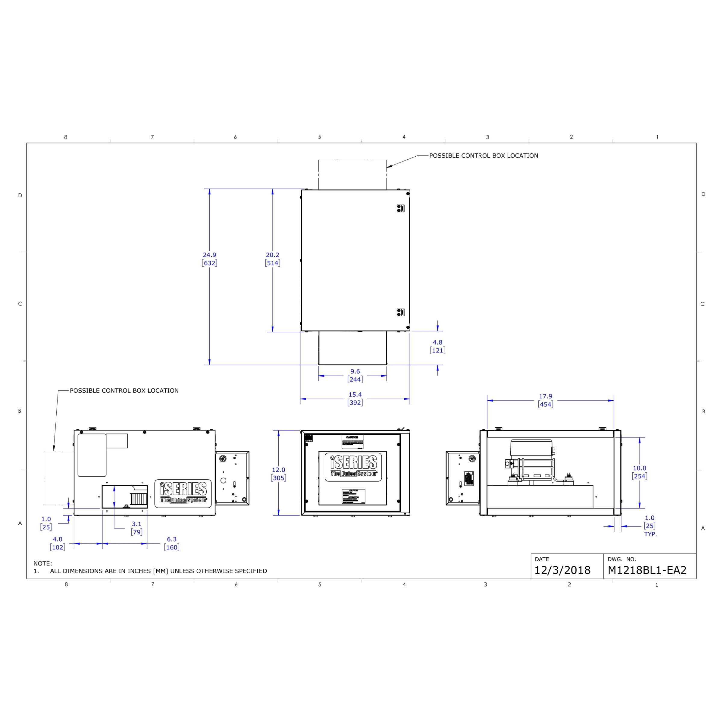 M1218BL1-EA2 Unico Blower Module with ISeries Inverter Control Board, 1.0-1.5 Ton, EC Motor, 208-230V/1Ph/60Hz, 12,000 -18,000 BTU/h