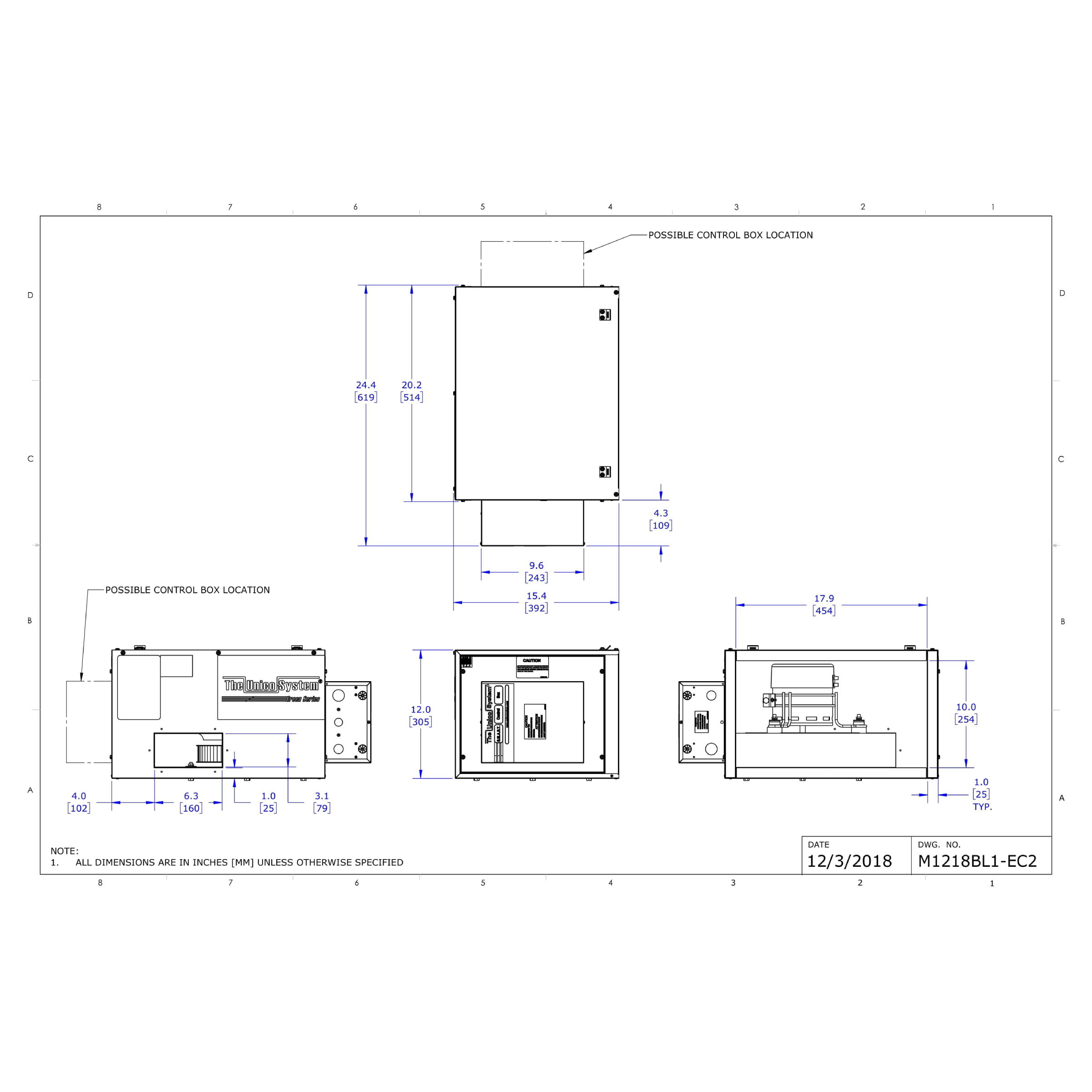 M1218BL1-EC2 Unico M Series Blower Module with S.M.A.R.T. Control, 1.0-1.5 Ton, M1218, EC Motor Variable Speed, 230V, 12,000 -18,000 BTU/h