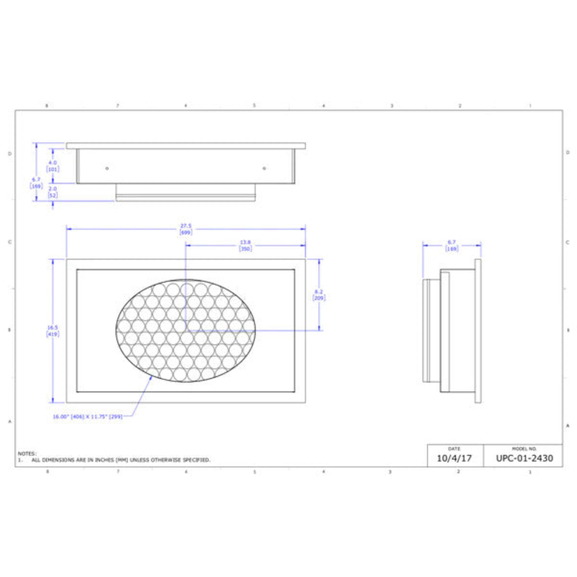 UPC-01-2430 Unico Duct System Return Air Box with Filter and Grille for 2430, Filter Size 14" x 25"