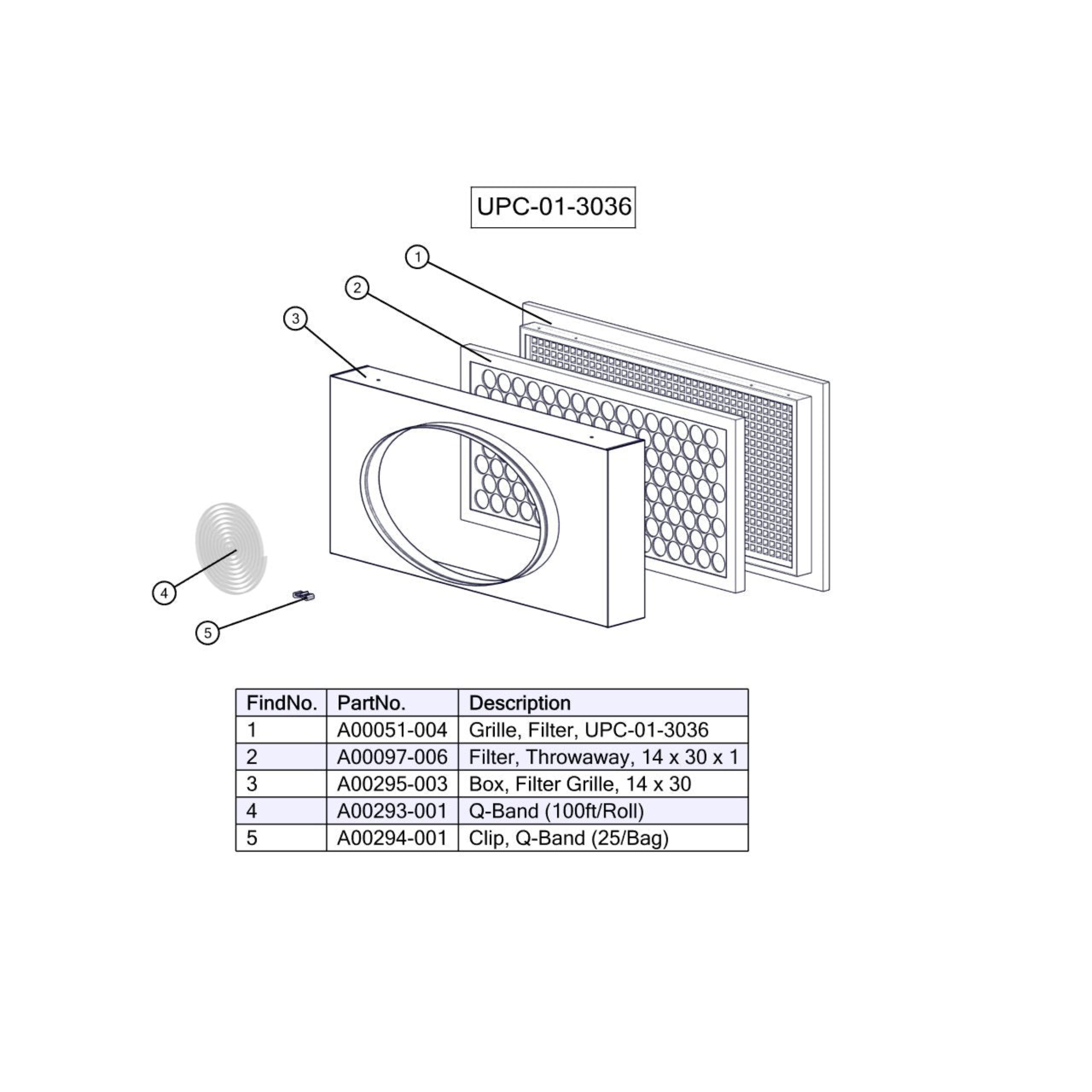 UPC-01-3036 Unico Duct System Return Air Box with Filter and Grille for 3036, Filter Size  14" x 30"