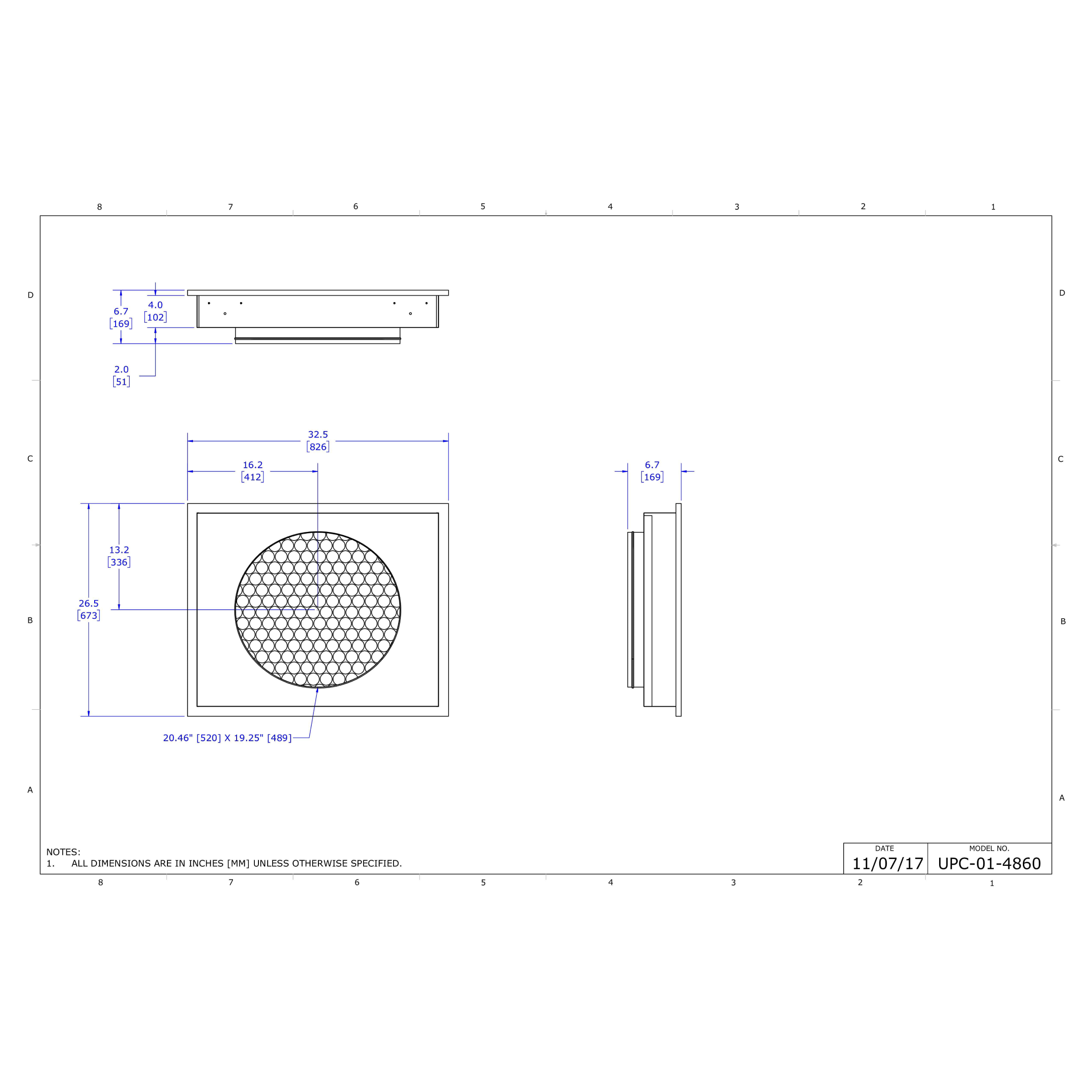 UPC-01-4860 Unico Duct System Return Air Box with Grille and Filter for 4860, Filter Size 24" x 30"
